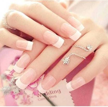 100 Pcs White Reusable Artificial Nails with 15 Pcs Nail Brush Set, 5 Pcs Nail Art Dotting Tools & 3 Pcs Nail Glue - Perfect for DIY Manicure, Nail Art Design & Salon Professional Use