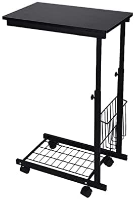 Adjustable Height Rolling Laptop Desk - Mobile Computer Table with Detachable Wheels for Home Office, Standing Desk, Sofa Side & Coffee Table - Portable Workstation for Remote Work, Gaming & Study