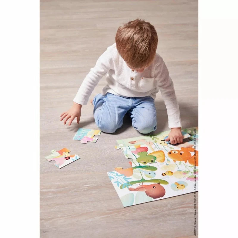 Garden Friends 20 Piece Puzzle & Poster Set for Kids - Educational Toddler Learning Toy for Preschool Classroom or Home Playtime