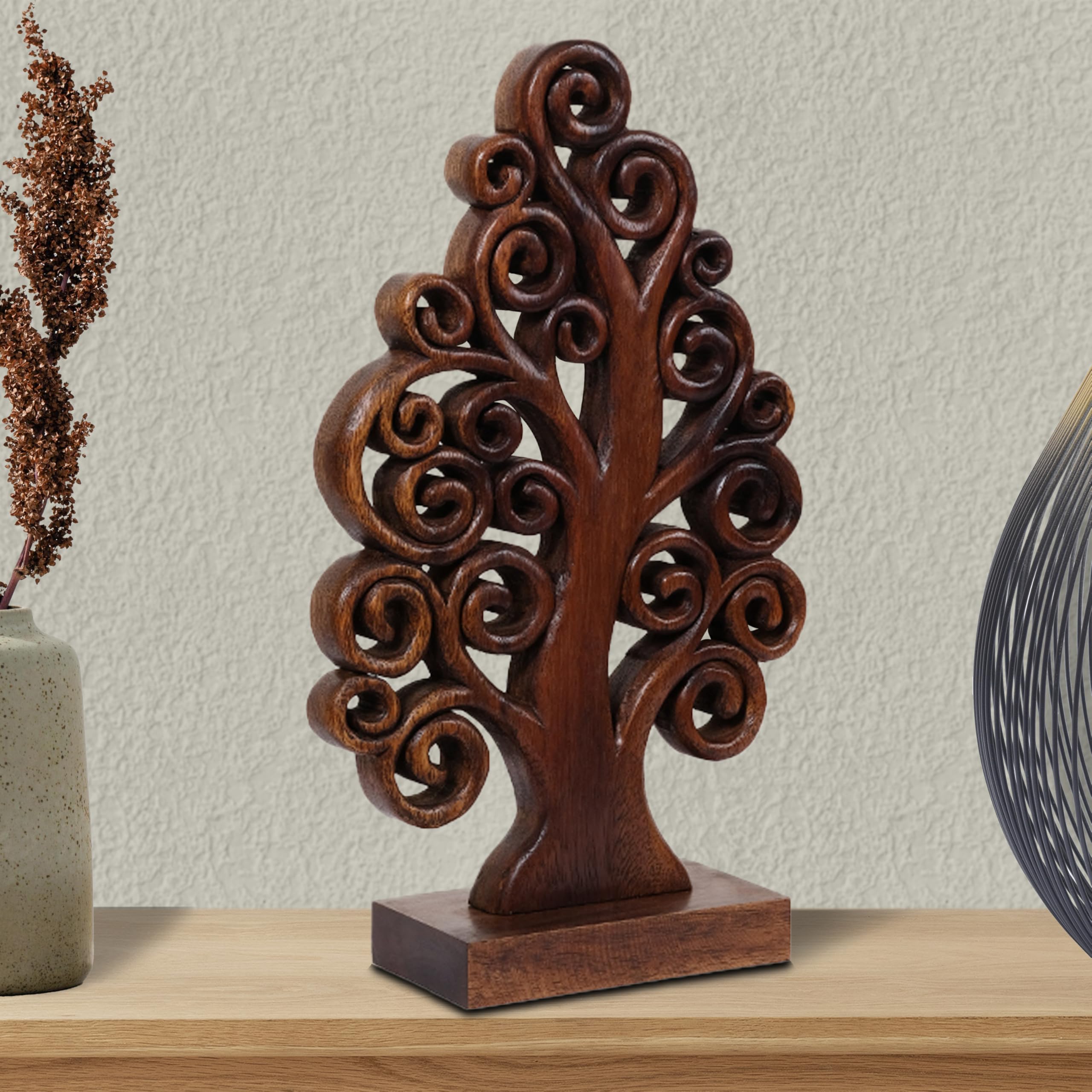 Decozen Wooden Tree of Life Sculpture - Unique Mother's Day & Birthday Gift for Mom - Handcrafted Home Decor for Living Room, Office, Shelf, Fireplace, Farmhouse, Tabletop, Boho & Mantle - Perfect for Mother's Day Decorations & Rustic Home Styling