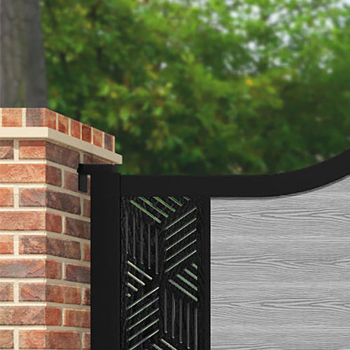 Classic Cubed Curved Top Driveway Gate - Light Grey Steel Fence for Home Security & Privacy | Perfect for Front Yard, Backyard, and Property Entrance