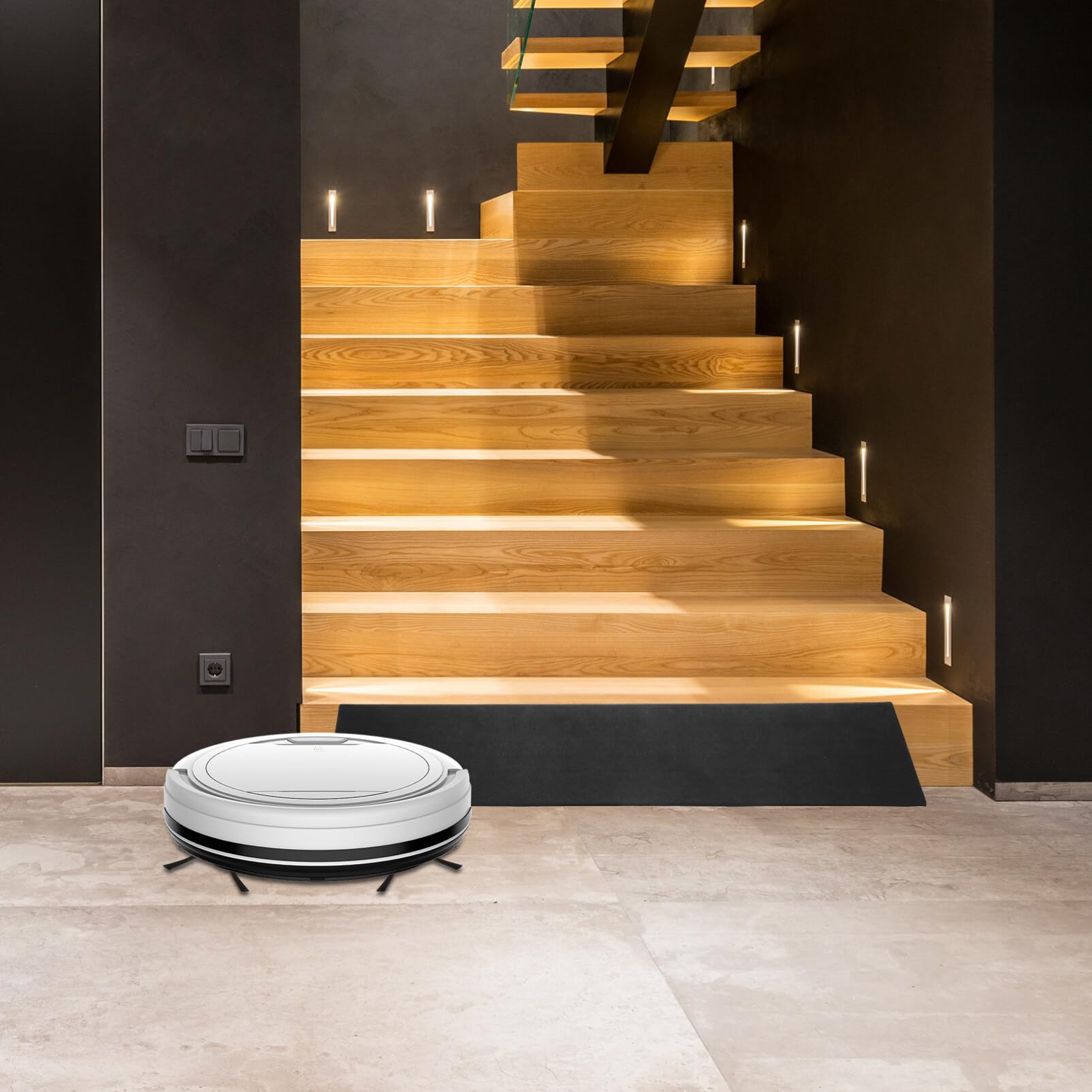 Rise Rubber Threshold Ramp for Robot Vacuum Cleaners - Durable Door Transition Ramp with Angled Design | Perfect for Smart Vacuums, Wheelchairs & Mobility Devices