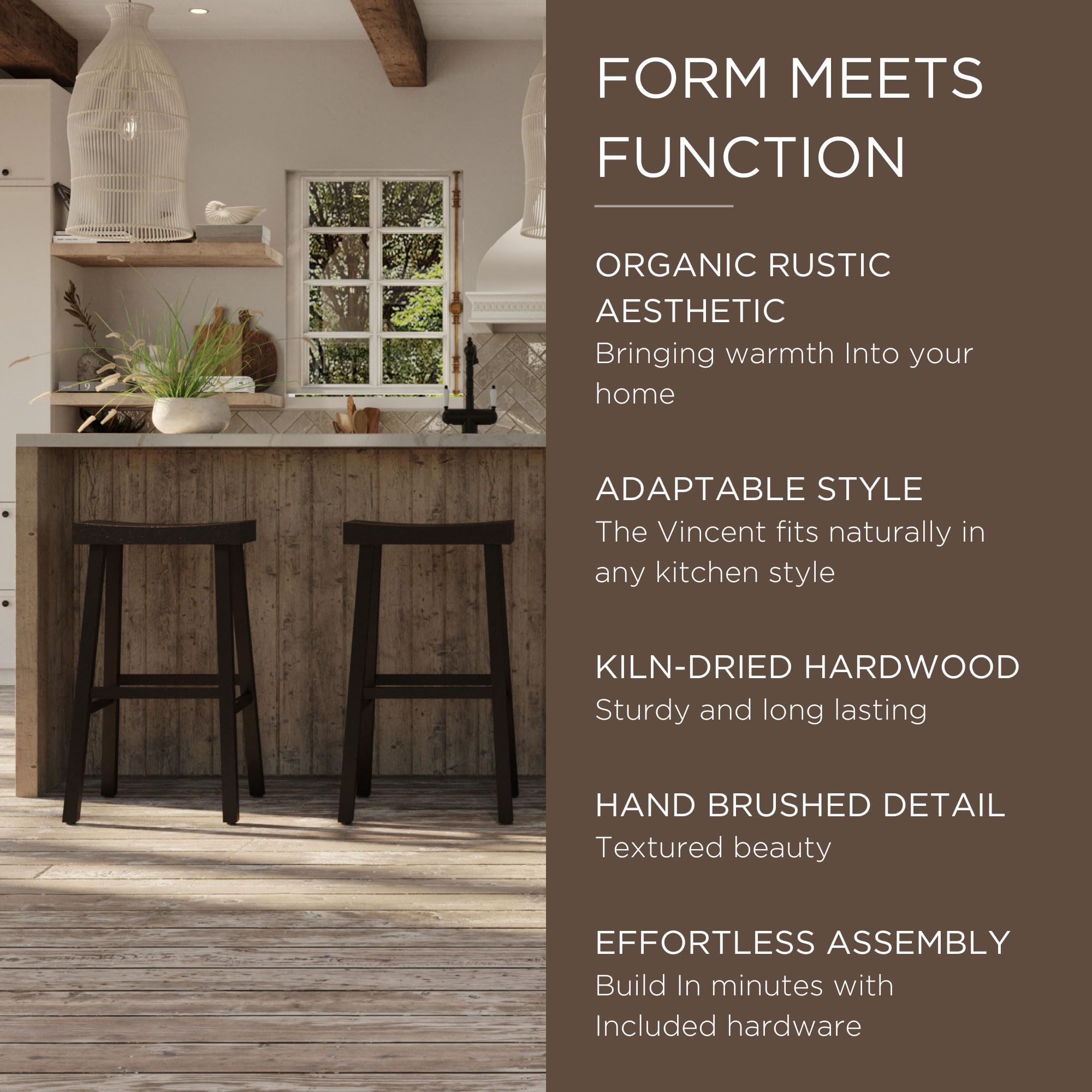 Modern Farmhouse Wood Bar Stool Set of 2 - 31