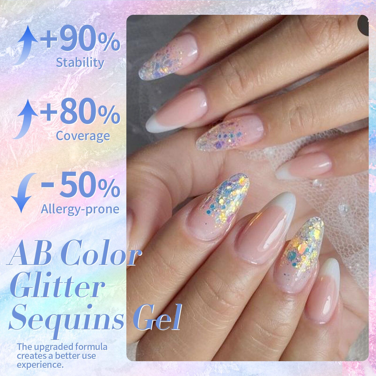 AB Color Glitter Sequins Gel Nail Polish - 15ml Long Lasting UV/LED Soak Off Manicure Kit - Perfect for Nail Art, Salon & Home Use