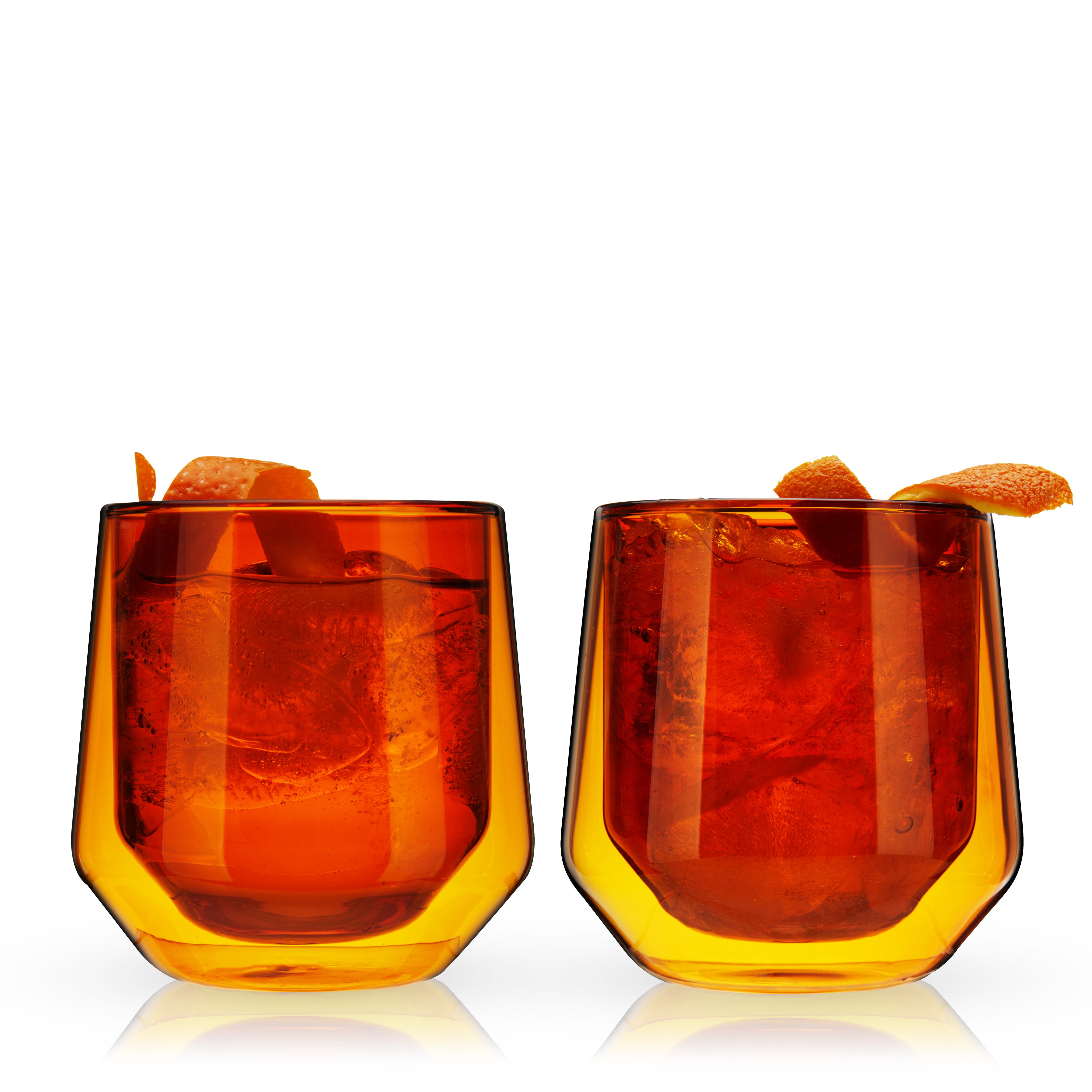 Premium Aurora Double Walled Insulated Tumblers - Set of 2 Amber Glass Cups for Hot & Cold Drinks - Perfect for Coffee, Tea, Cocktails at Home, Office or Outdoor Adventures
