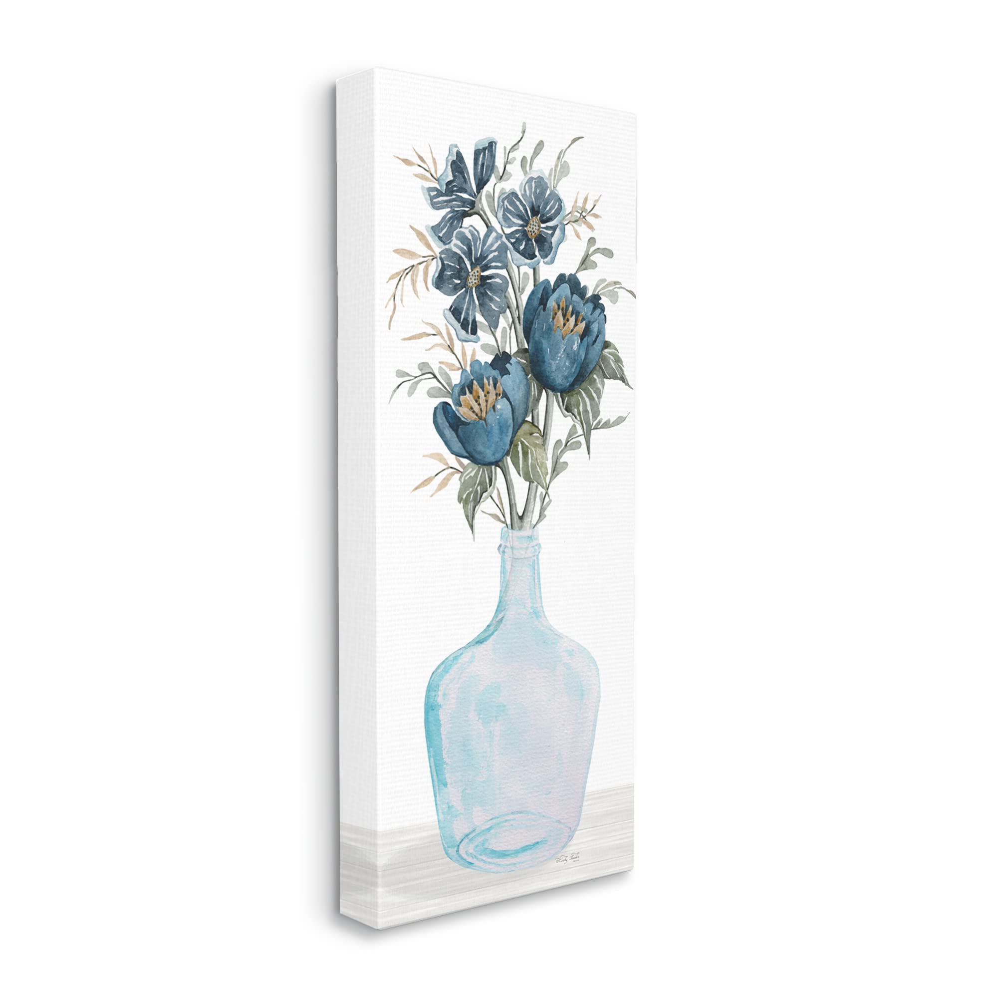 Stupell Industries Blue Poppies Blossoms Transparent Glass Vase Bouquet - Floral Home Decor for Living Room, Dining Table & Wedding Centerpieces | Designed by Cindy Jacobs