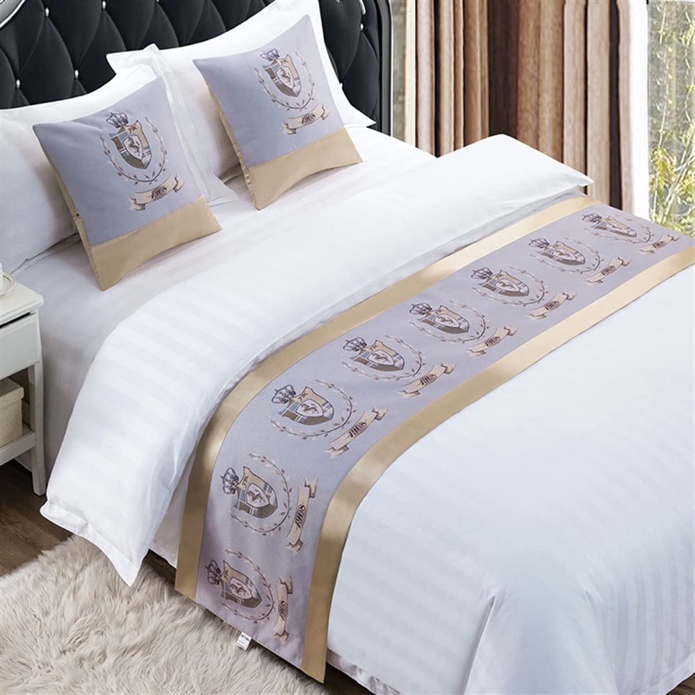 Luxury Jacquard Bed Runner Scarf - Cotton Linen Bedspread Cover for Queen, King, Double & Single Beds - Home Decor & Hotel Style Bedding - 50x260cm (2.0m Bed) - Fade Resistant - Perfect for Master Bedrooms, Guest Rooms & Airbnb Styling