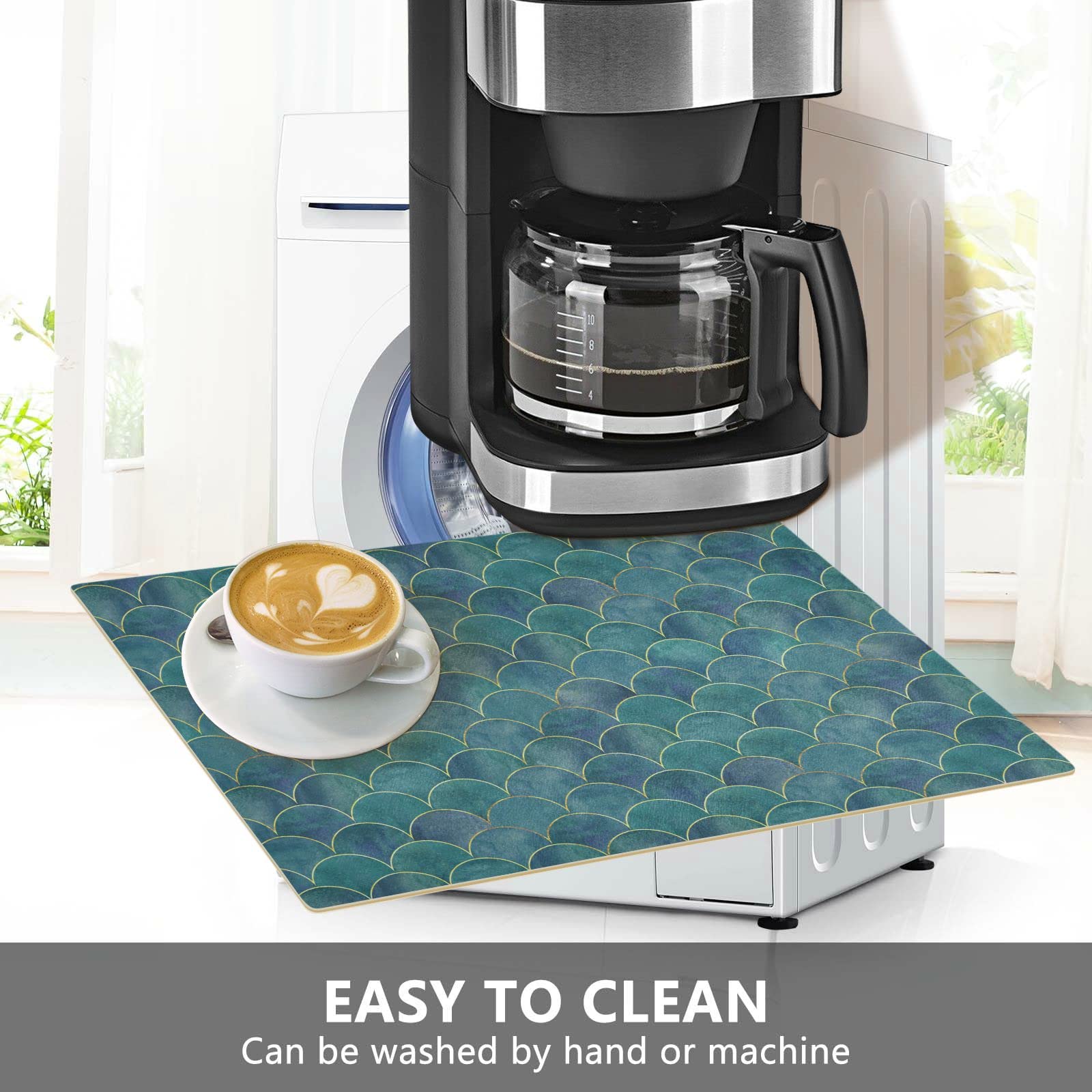 Premium Absorbent Non-Slip Coffee Station Mat - 18x12 Inch Fast Drying Washable Dish Drying Mat for Kitchen Countertops | Perfect for Espresso Machines, Coffee Bars & Home Brewing Stations