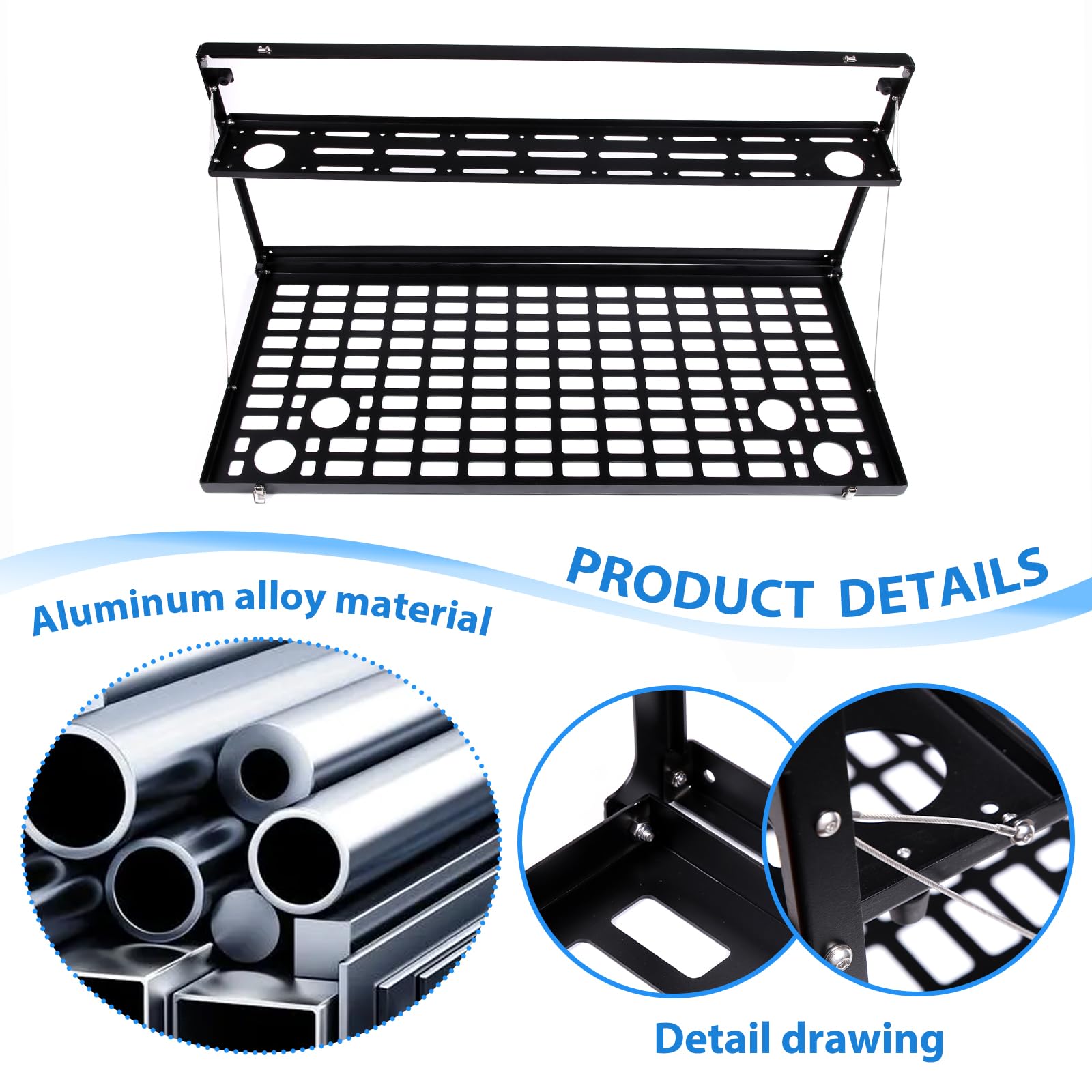 Foldable Alloy Car Trunk Storage Table & Organizer Rack for Toyota FJ Cruiser 2007-2021 - Rear Door Cargo Shelf & Multifunctional Tray - Perfect for Camping, Road Trips & Outdoor Adventures