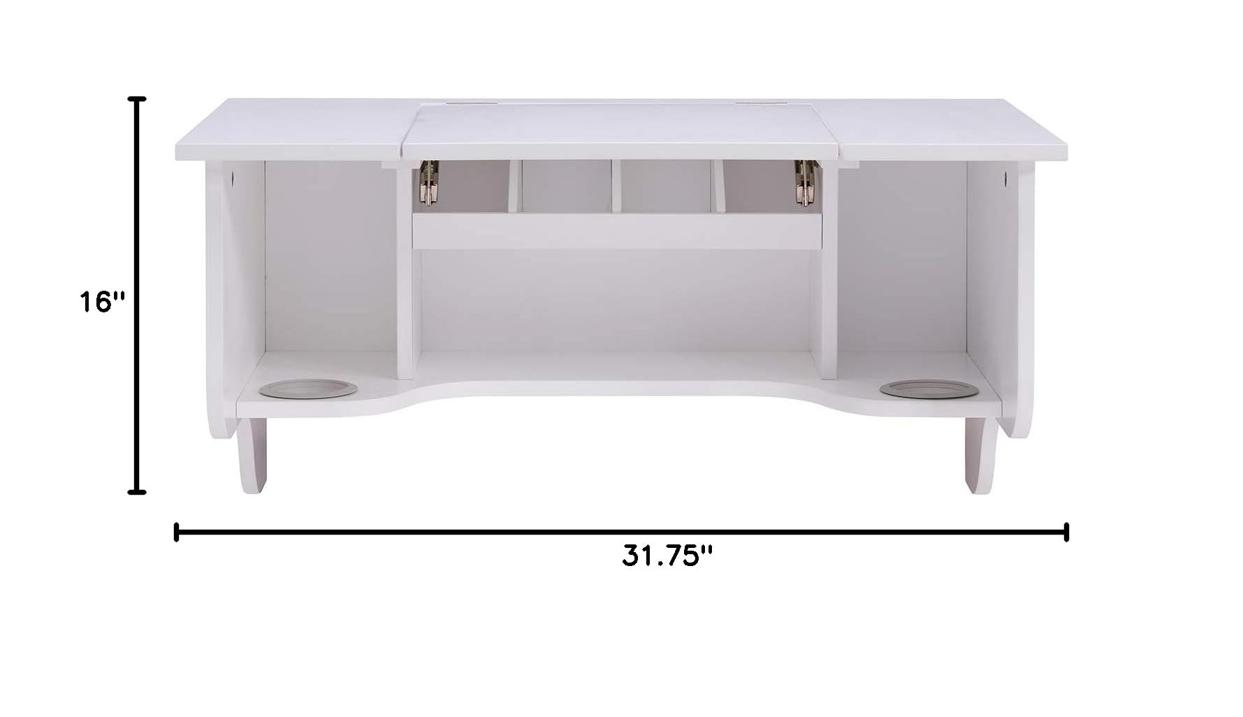 SEI Furniture White Wall Mount Ledge with Vanity Mirror - Transitional Style Shelf for Bathroom, Bedroom & Entryway Decor