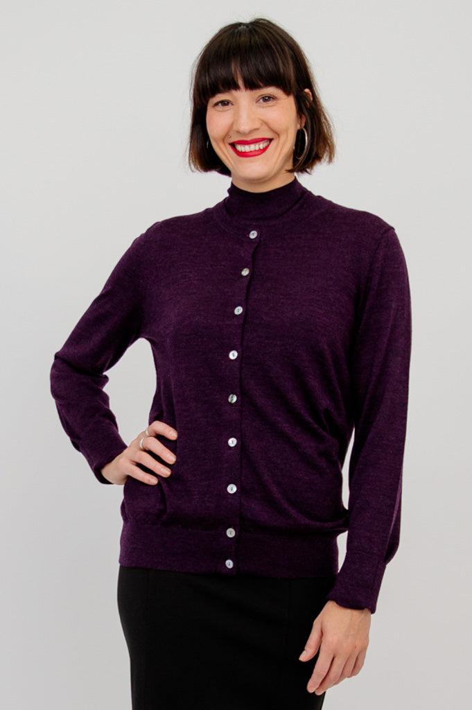 Soft Merino Wool Kitten Cardigan in Plum - Cozy & Warm Sweater for Cats - Perfect for Winter Outfits & Indoor Lounging