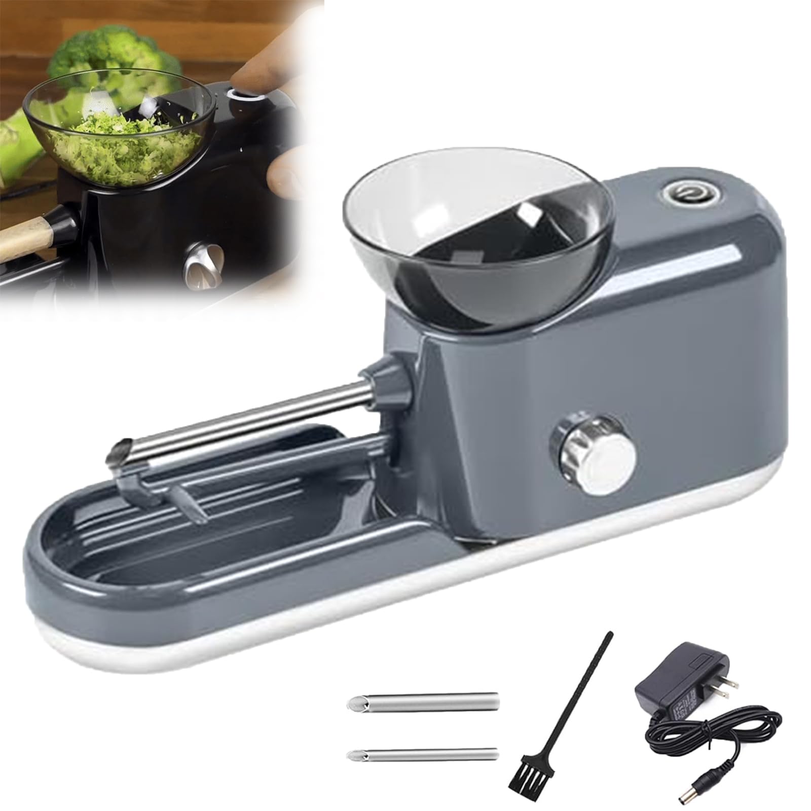 Lorivu Automatic Electric Herb Grinder - 6.5mm/8mm Portable Rolling Machine with 8mm Tube | Perfect for Rolling Cigarettes, Joints & Herbs | 2024 New TheZaMachine (Gray)