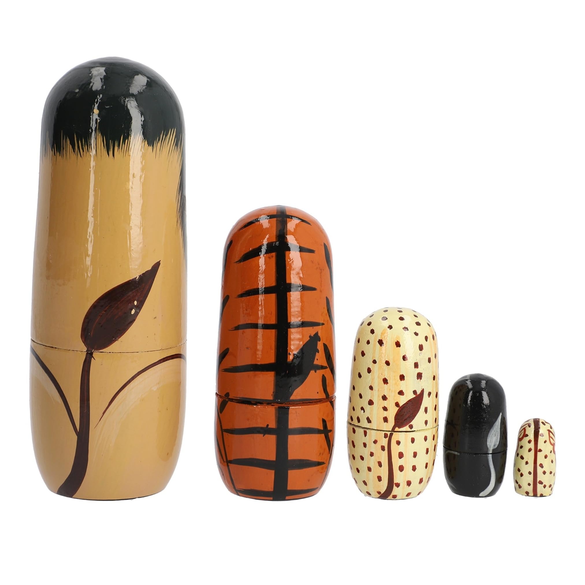 Hand-Painted Wooden Lion Nesting Dolls Set of 5 - Eco-Friendly Kids Toys, Unique Handmade Russian Stacking Dolls for Children's Birthday Gifts & Home Decor | Perfect for Playtime, Nursery Decor, and Cultural Education