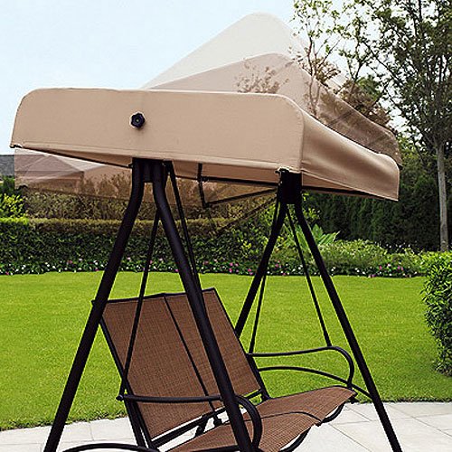 Sand Dune 2-Person Swing Replacement Canopy Top Cover - Durable Outdoor Shade Cover for Patio, Garden, and Backyard Relaxation