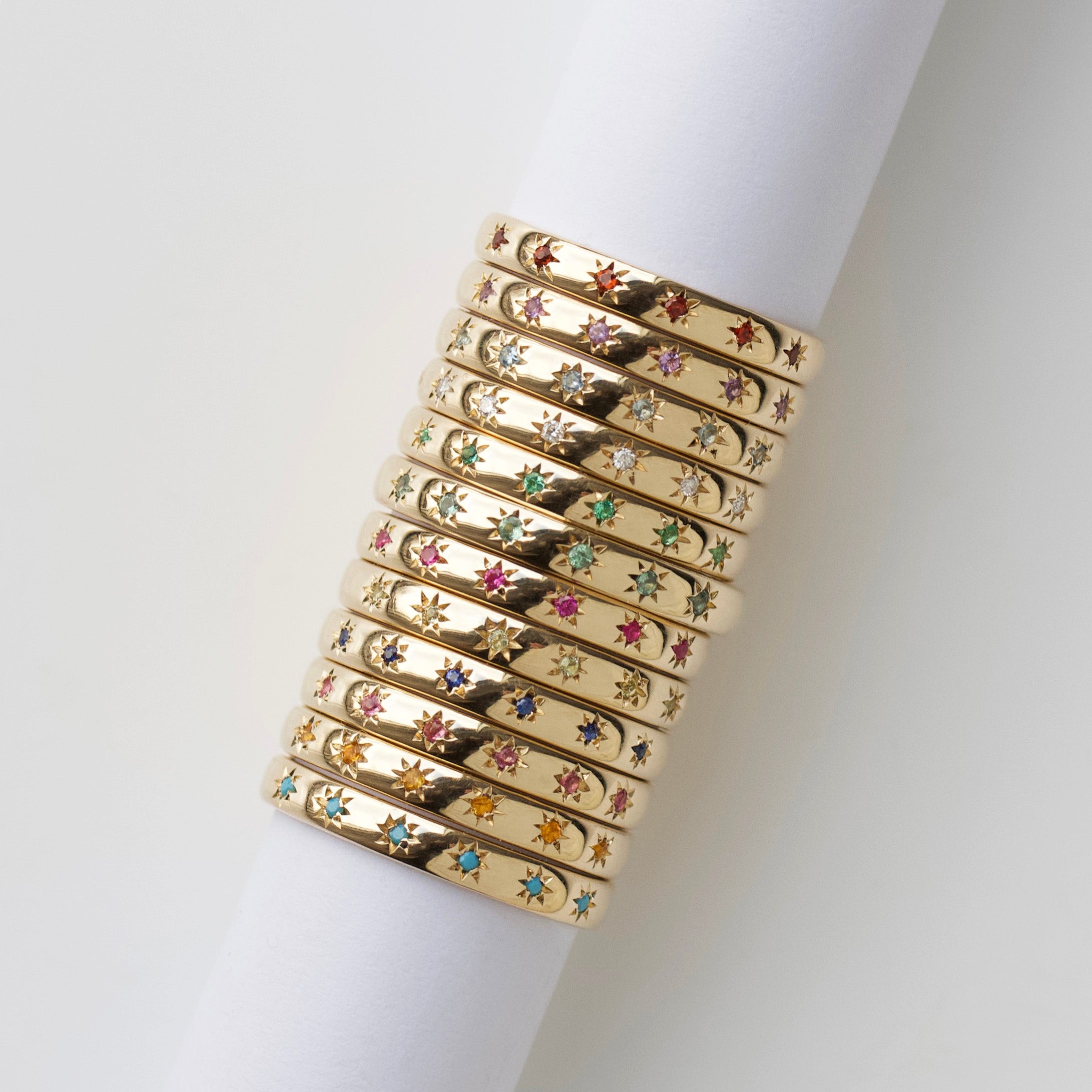 Birthstone Ring Set with Icon Star Design - Perfect for Birthdays, Anniversaries & Special Occasions
