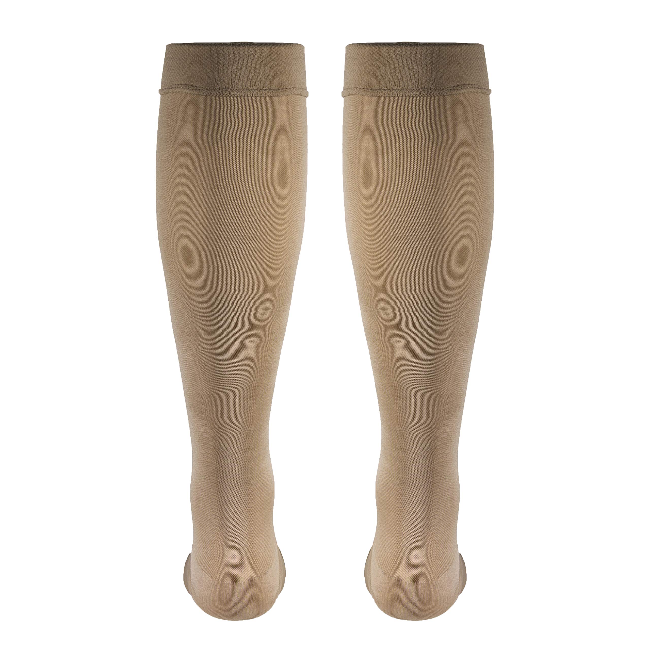 Truform Women's Compression Stockings 20-30 mmHg Knee High Open Toe Opaque Beige Small - Medical Support Socks for Varicose Veins, Swelling & Circulation - Perfect for Nurses, Travel & Pregnancy
