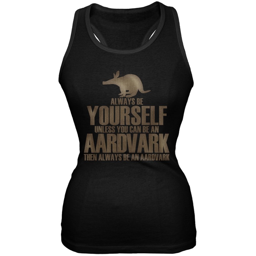 Always Be Yourself Aardvark Black Juniors Soft Tank Top - Comfortable Casual Wear for Teens, Trendy Graphic Tee for School, Outings & Everyday Fashion
