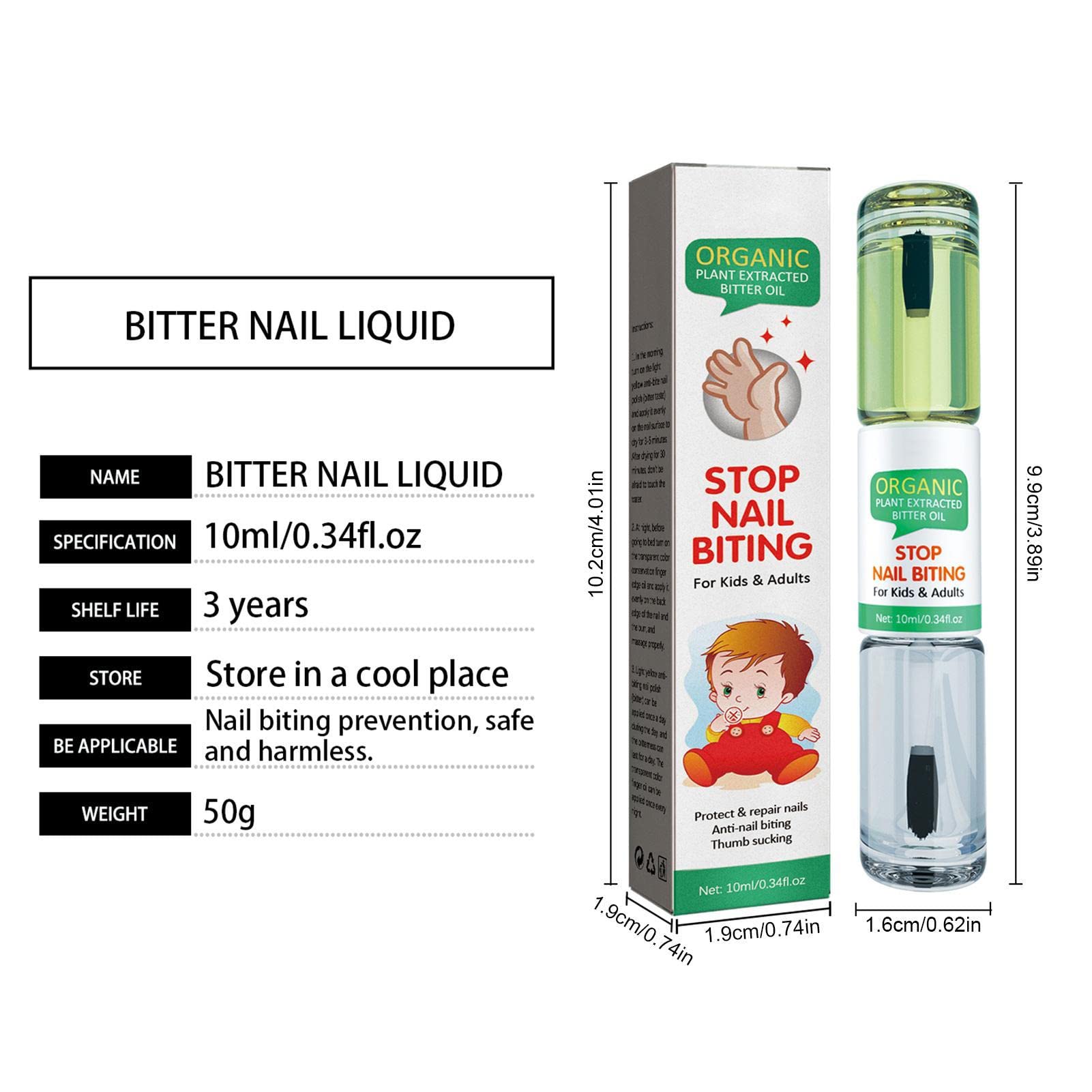 Natural Anti Nail Biting Polish for Kids - Stop Thumb Sucking & Nail Biting | Bitter Nail Water Solution | Safe 10ml Formula | Perfect for Toddlers & Children's Nail Care Routine