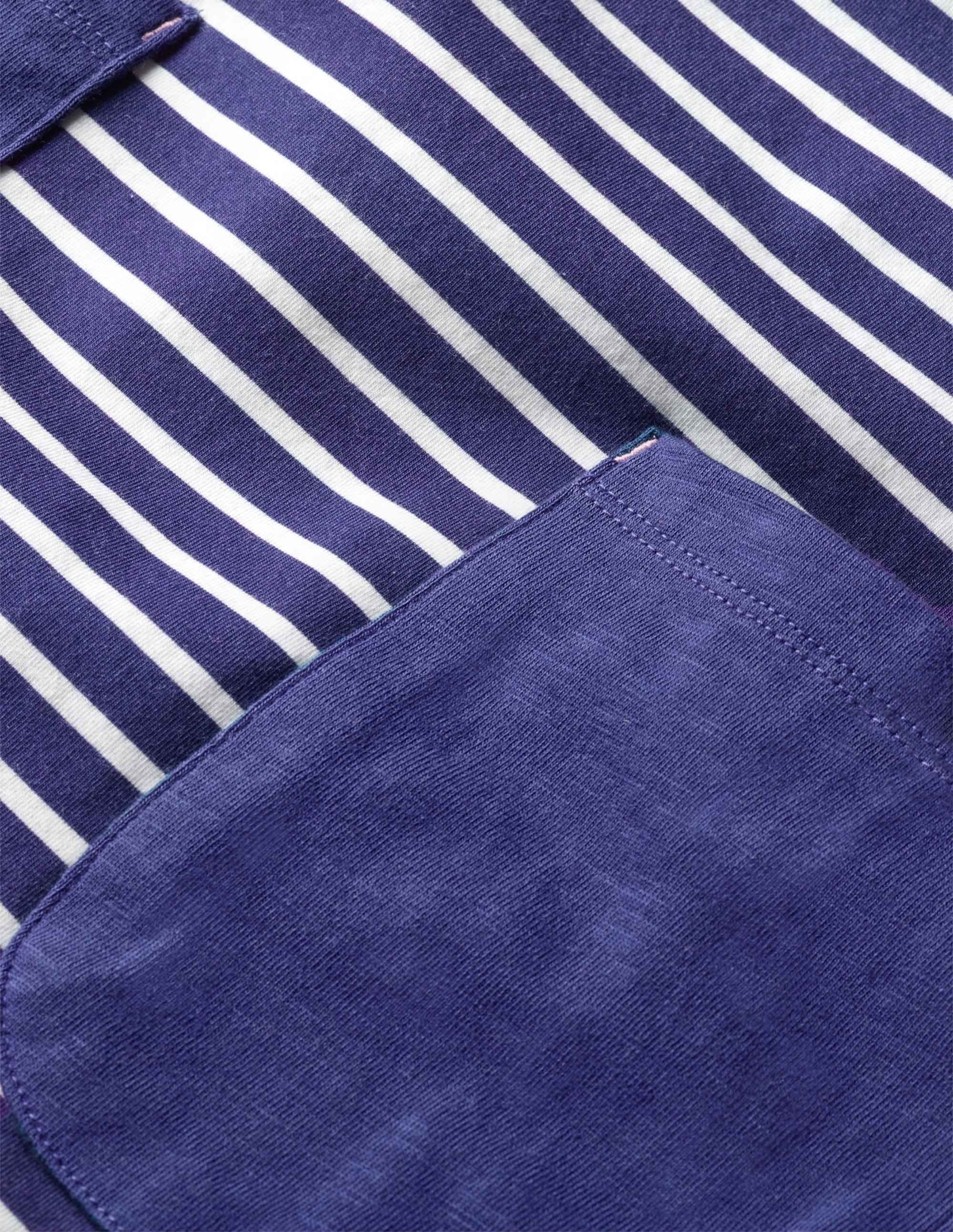 Blue Stripe Fun Pocket Jersey Dress - Starboard Blue Rainbow Cuff - Perfect for Beach Vacations & Summer Outings