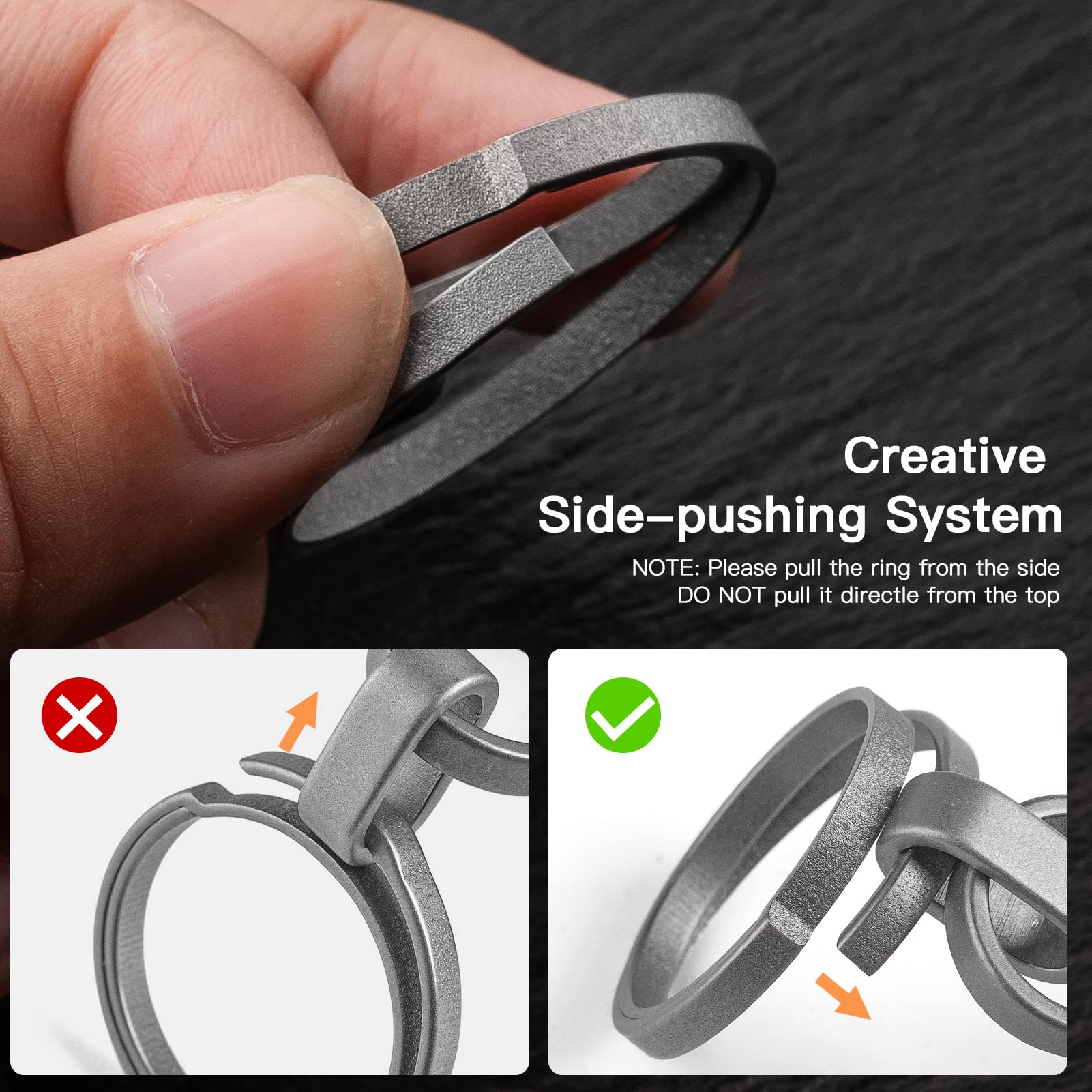Titanium Key Rings for Keychain - Heavy Duty Side-Pushing Split Keyrings (10-Pack) - Durable Keychain Accessories for Home, Office, Car & Travel Organization