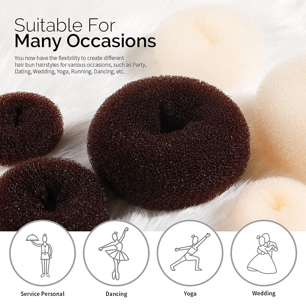 LOCANS Hair Donut Bun Maker Set - 3 Sizes (Large, Medium, Small) for Women | Perfect for Updos, Ponytails & Formal Hairstyles | Great for Weddings, Parties & Everyday Use