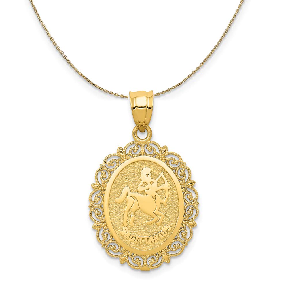 14k Yellow Gold Sagittarius Archer Necklace - Elegant Zodiac Gift