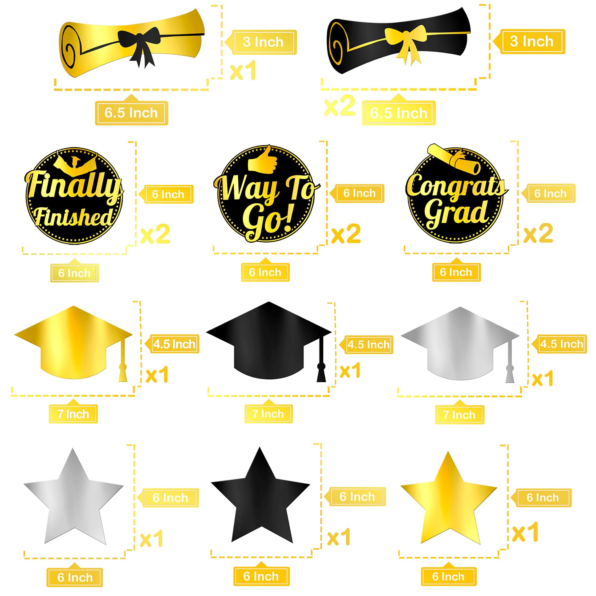 KatchOn Graduation Hanging Decorations - 30 Pack Black & Gold Swirl Ceiling Decor for 2025 Graduation Party | Perfect for Classrooms, Halls & Graduation Ceremonies