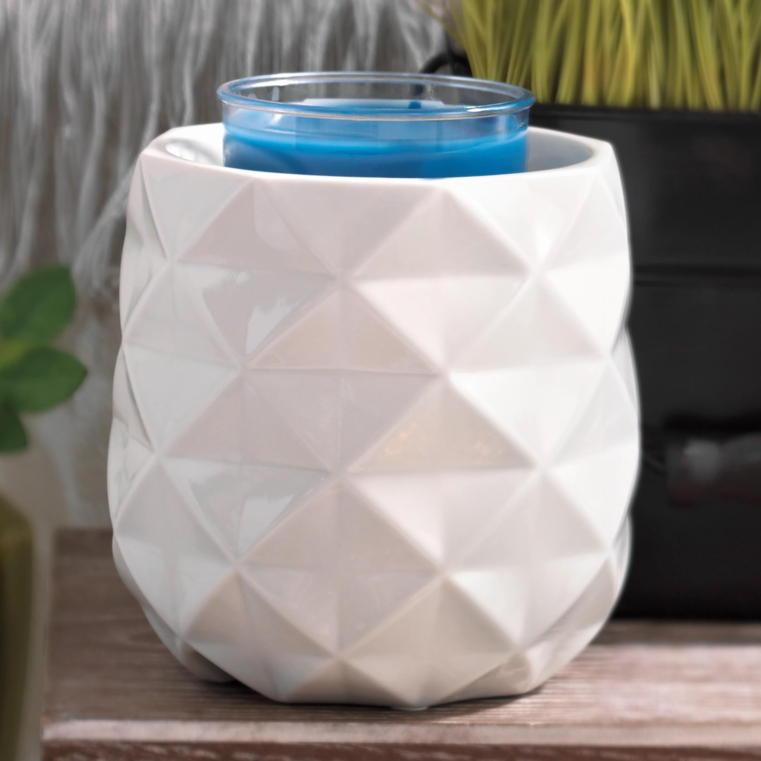 Yankee Candle Langham Collection White Wax Warmer with Timer - Scenterpiece® Electric Candle Warmer for Home Decor, Living Room, Bedroom & Office Aromatherapy