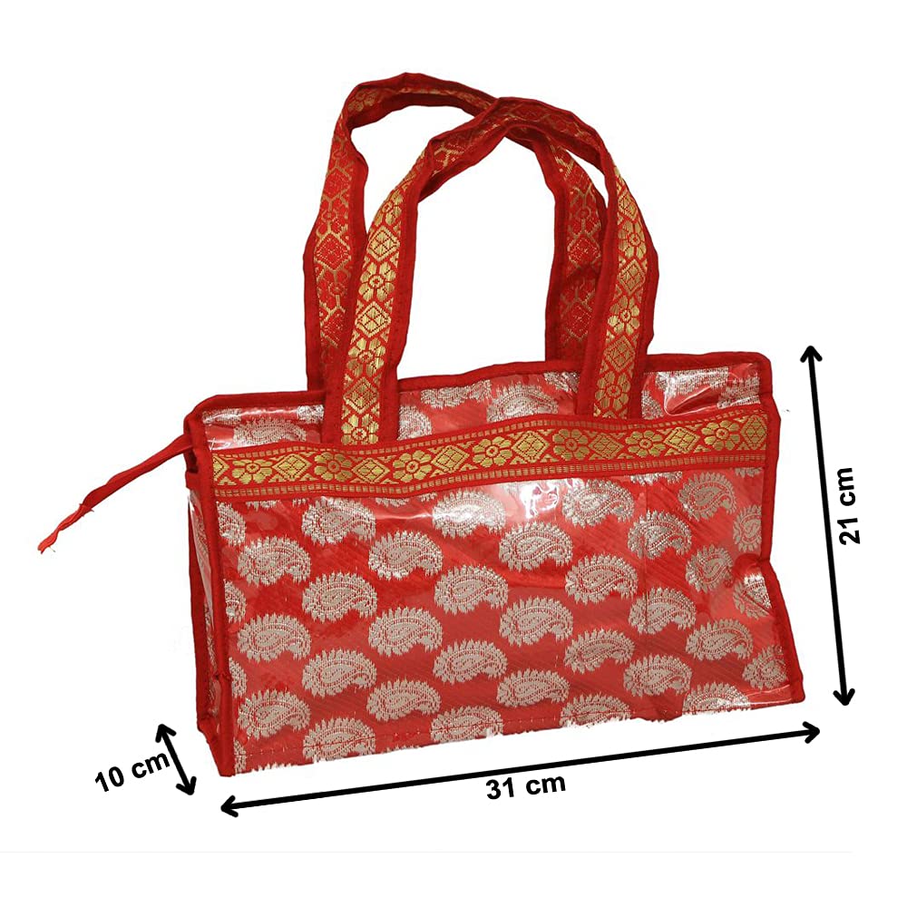 Kuber Industries Women's Laminated Multipurpose Handbag - 2 Pack (Red) - Stylish & Durable for Work, Travel & Daily Use - HS_38_LUGGAGE21256