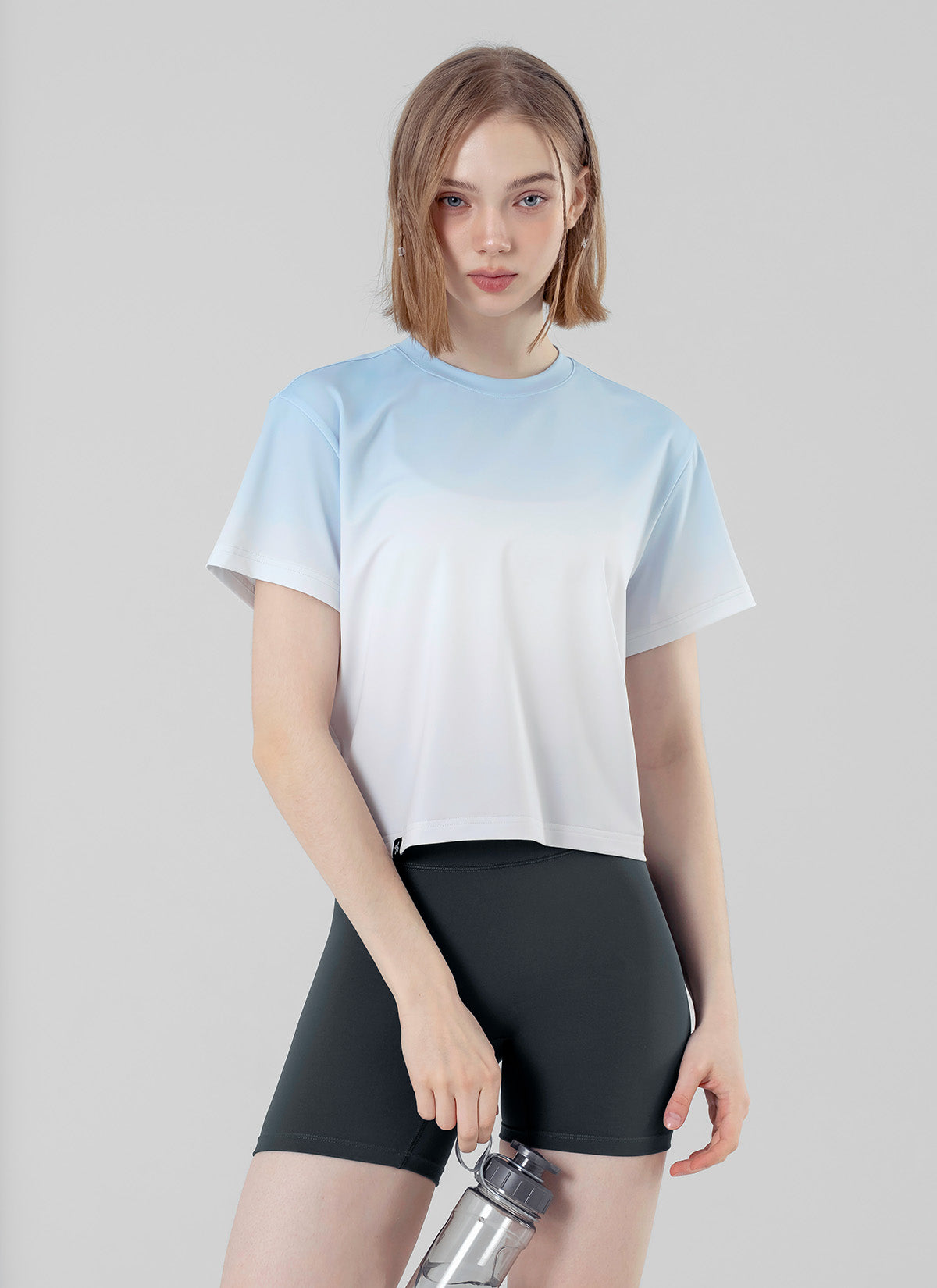 Stylish Ice Feather Ombre Crop Short Sleeve Top - Trendy Summer Fashion for Women | Perfect for Beach Outings, Music Festivals & Casual Wear