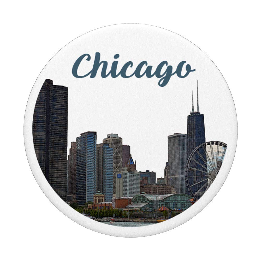 Chicago Skyline PopSockets PopGrip - Swappable Phone Grip & Stand for iPhone, Samsung, Tablets | USA Travel Gift, City Lover Accessory | Perfect for Commuting, Selfies, and Hands-Free Viewing