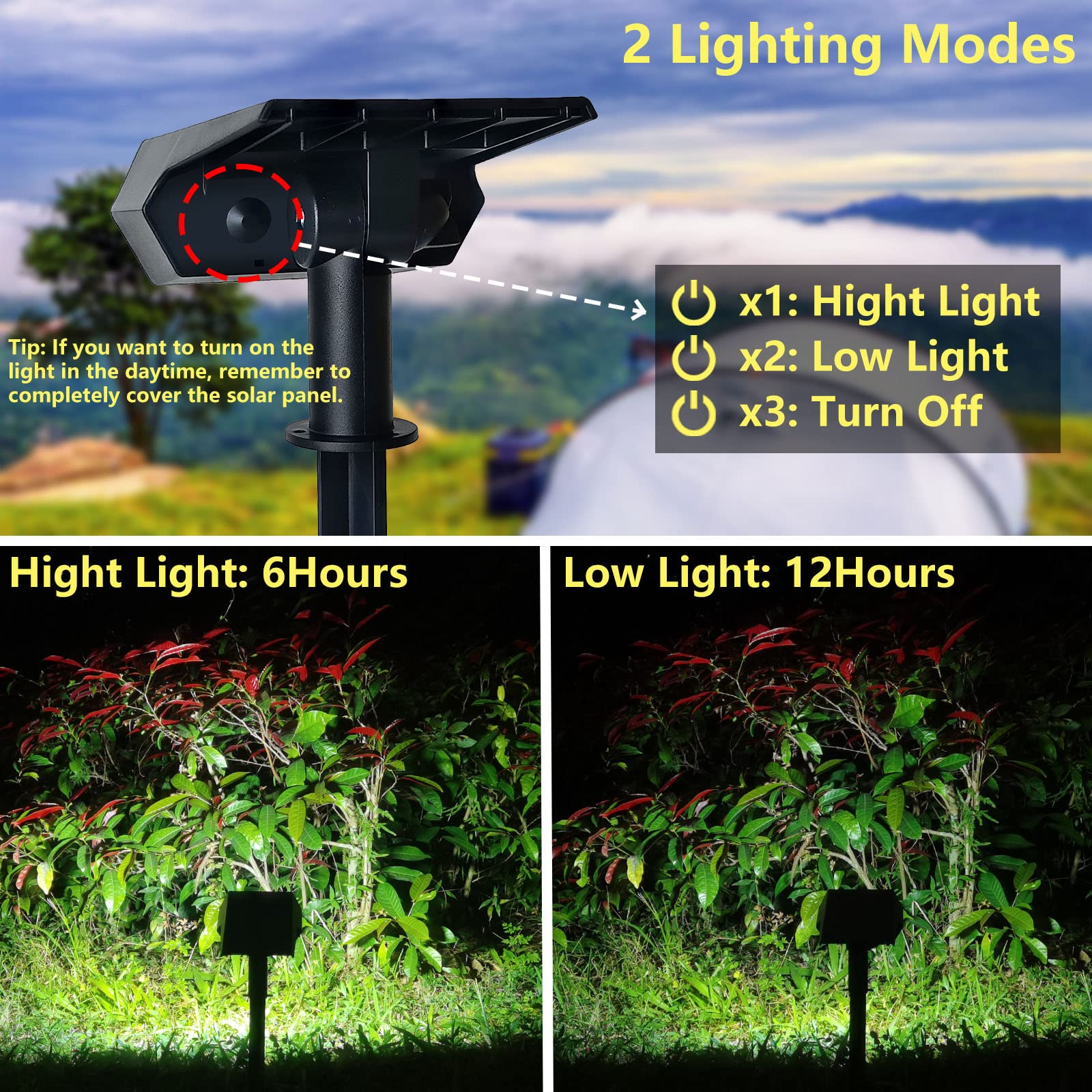 2PCS Solar Spot Lights Outdoor Waterproof IP65 - Bright LED Landscape Lighting for Garden, Yard, Pathway & Patio | Energy Efficient & Weather Resistant Solar Spotlights
