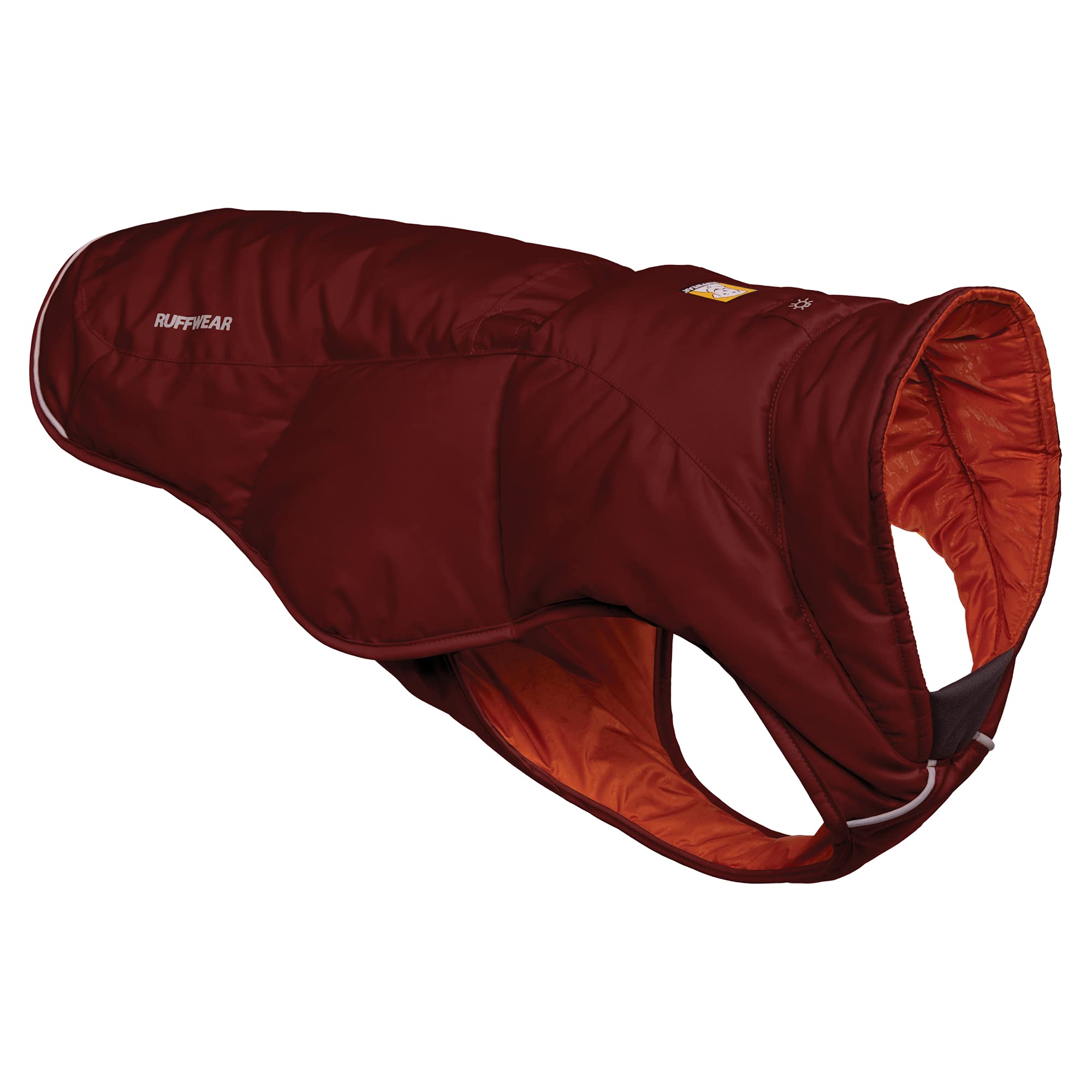 RUFFWEAR Quinzee Insulated Water-Resistant Dog Jacket with Stuff Sack - Fired Brick XX-Small for Cold Weather Outdoor Adventures & Winter Walks