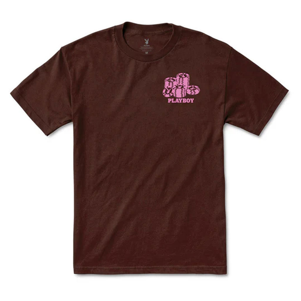 Playboy High Roller Short Sleeve Tee - Chocolate Color Bars Design | Casual Streetwear & Party Outfit for Men