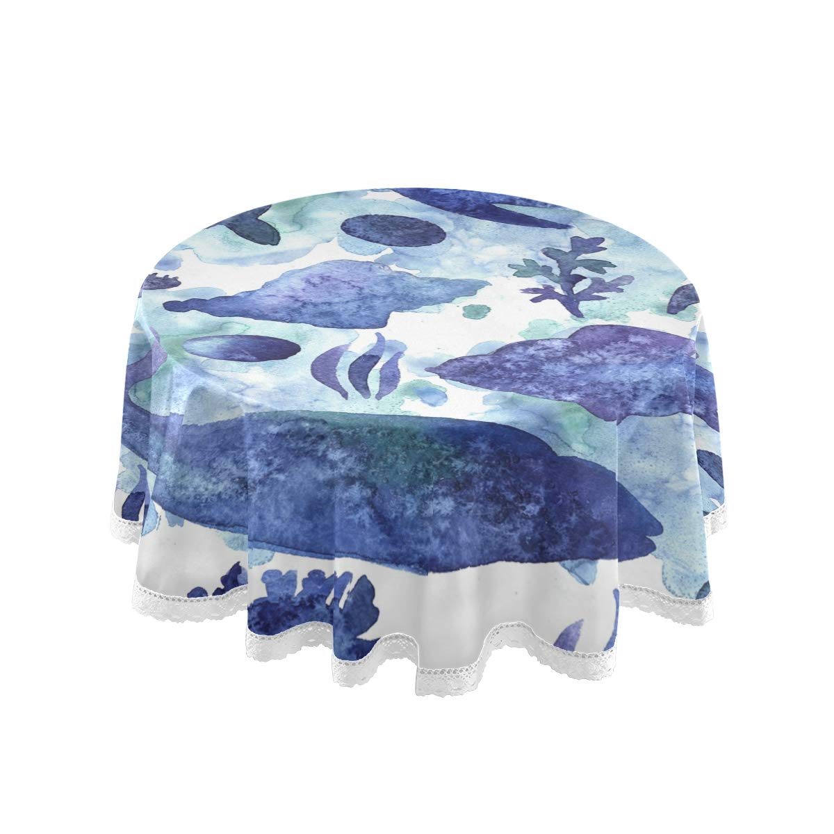 60 Inch Round Tablecloth - Marine Watercolor Polyester Circular Table Cover for Dining, Holiday, Wedding & Baby Shower | Waterproof & Wrinkle-Resistant for Indoor/Outdoor Use