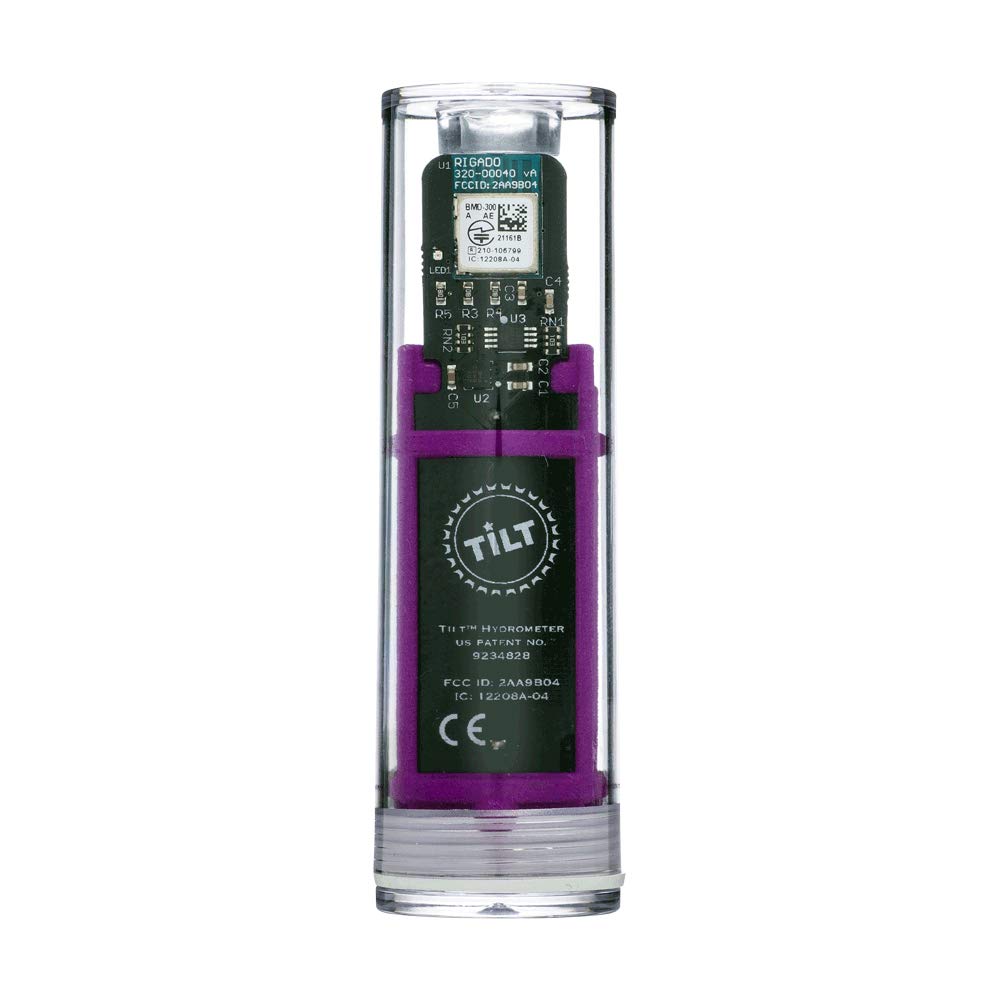 Wireless Hydrometer and Thermometer for Home Brewing - Tilt Digital Alcohol Meter with Bluetooth, Purple - Perfect for Beer, Wine, and Mead Fermentation Monitoring