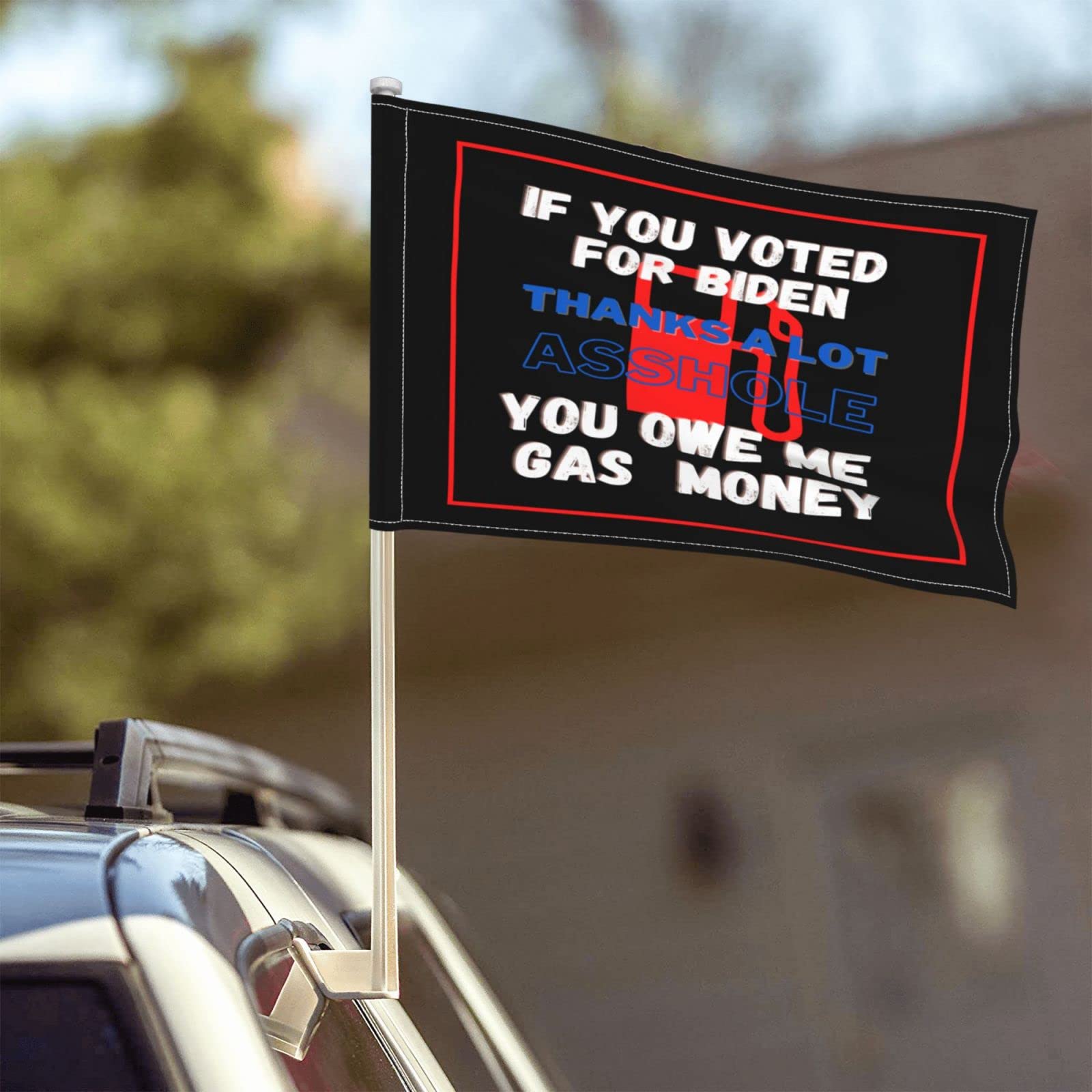 12x18 Inch Biden Gas Money Car Flag - Funny Political Decorative Banner for Cars, Trucks & Outdoor Use - Perfect for Elections, Rallies & Conservative Events