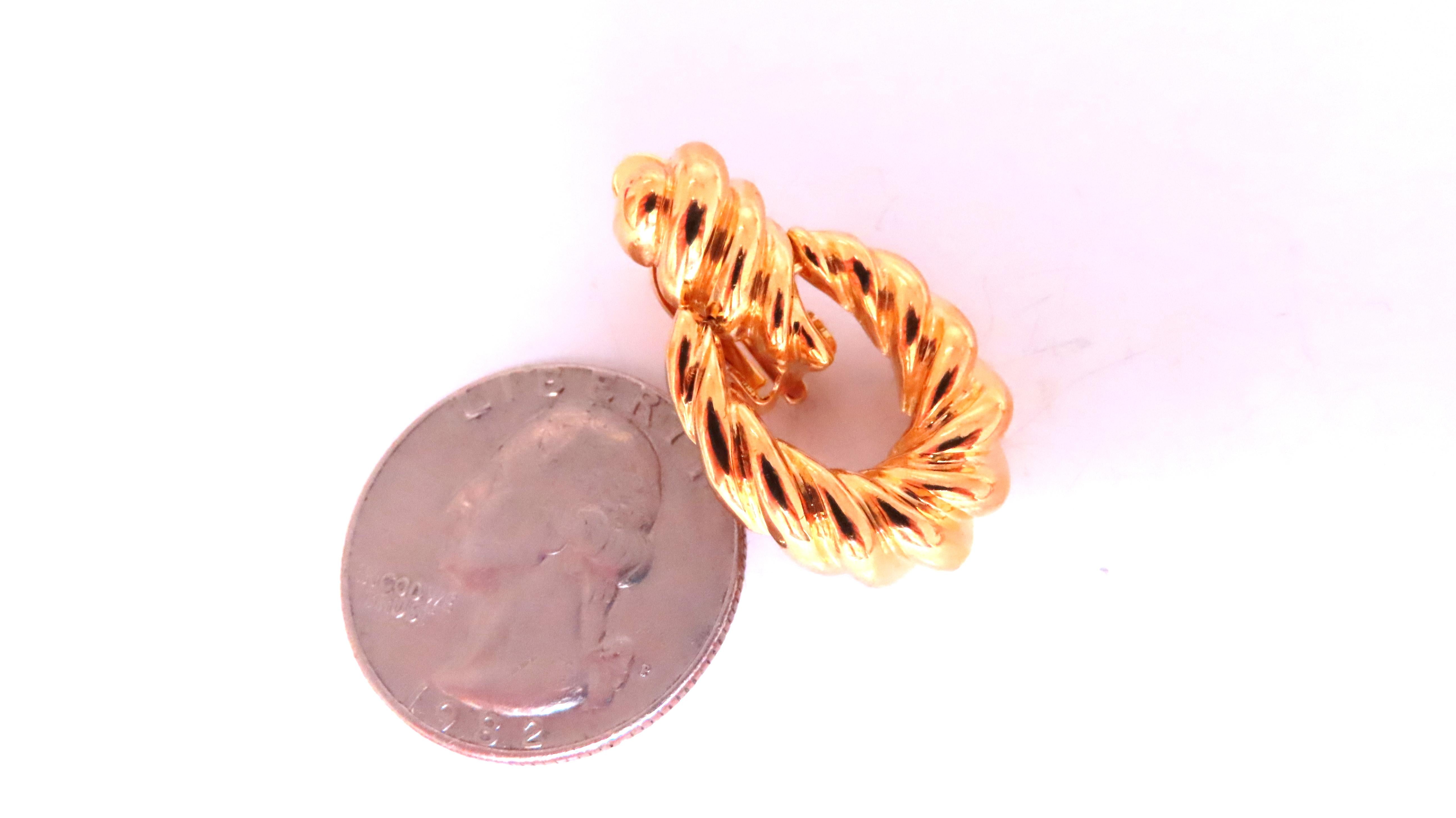 14K Gold Shrimp Knocker Clip-On Earrings for Women - Elegant Omega Back Clip Earrings for Sensitive Ears - Perfect for Parties, Weddings & Special Occasions