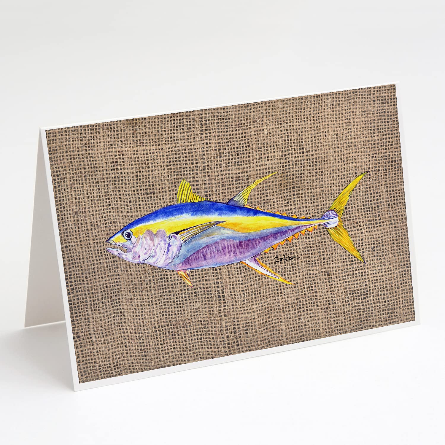Caroline's Treasures 8771GCA7P Whimsical Tuna Fish Greeting Cards - Pack of 8 Blank A7 (5x7) Note Cards with Envelopes | Perfect for Birthday Wishes, Thank You Notes & Casual Correspondence