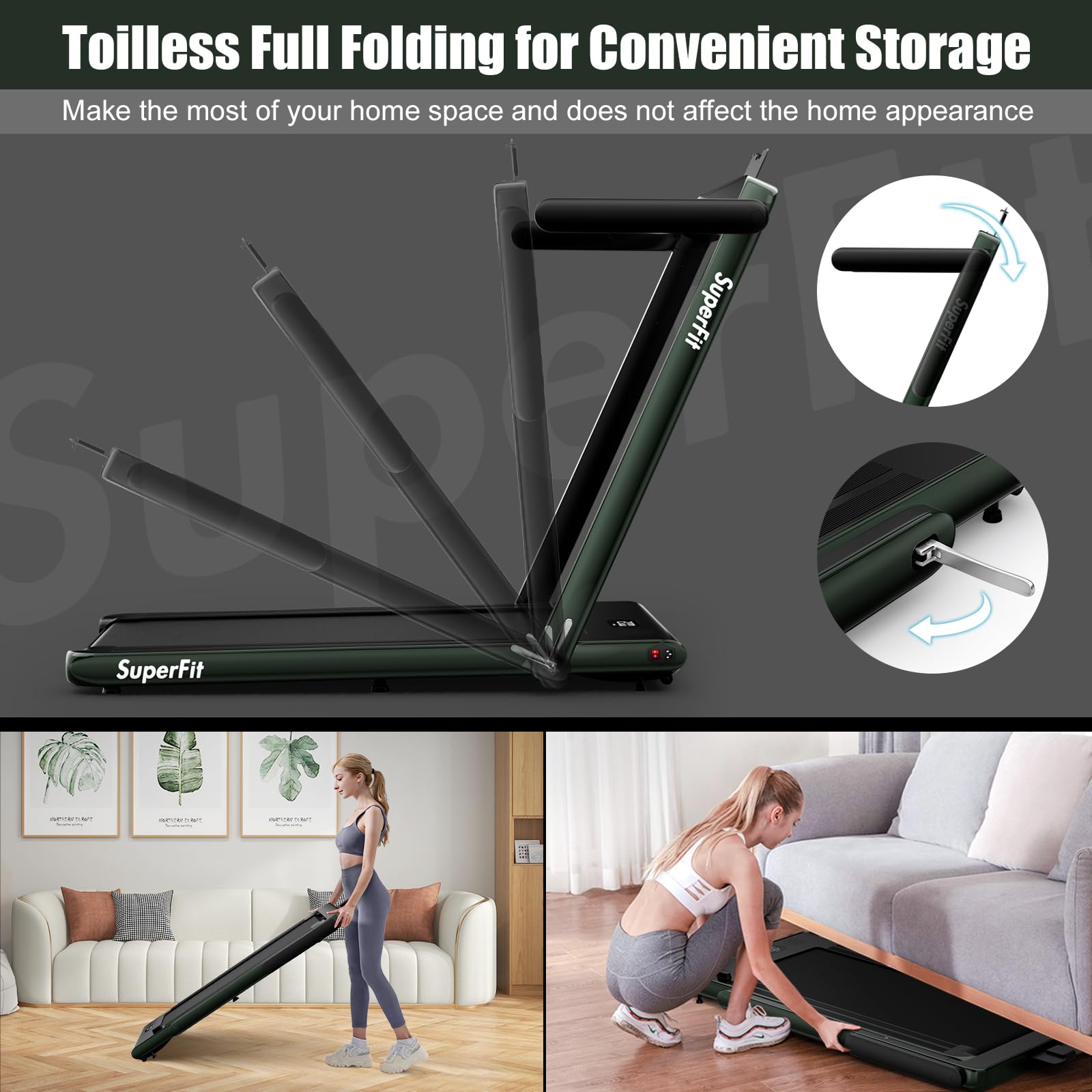 Goplus 1100W Folding Treadmill - Electric Motorized Running Machine for Home Gym Fitness Workout | Compact Space-Saving Design for Small Apartments & Cardio Training