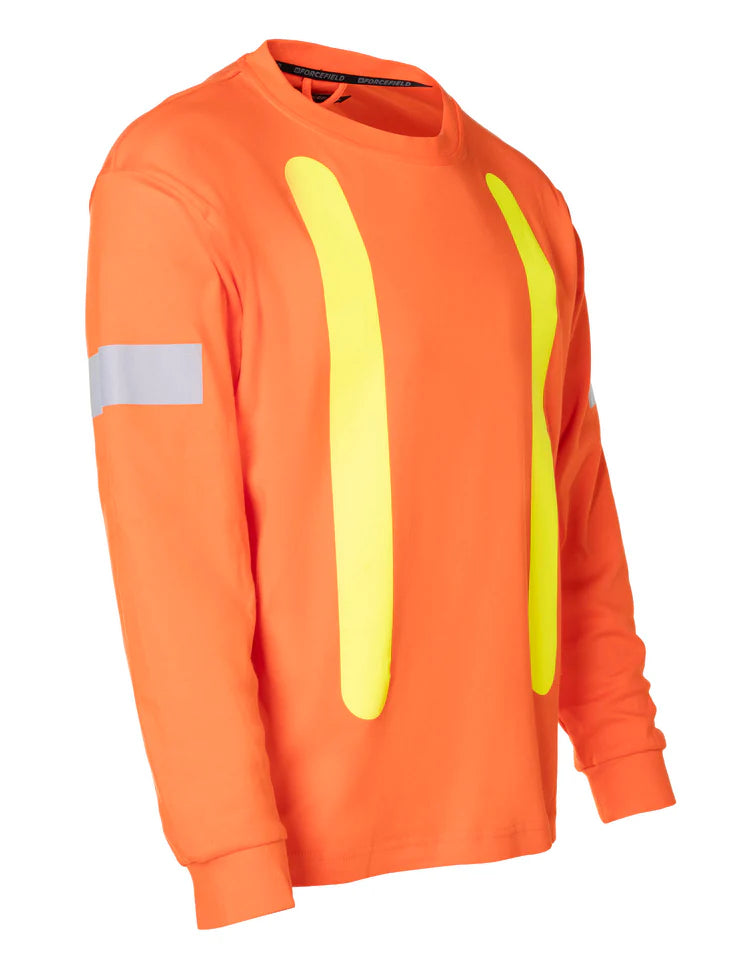Forcefield Retro High Visibility Cotton Long Sleeve T-Shirt 022 RTROL - Safety Workwear for Construction, Cycling & Outdoor Activities