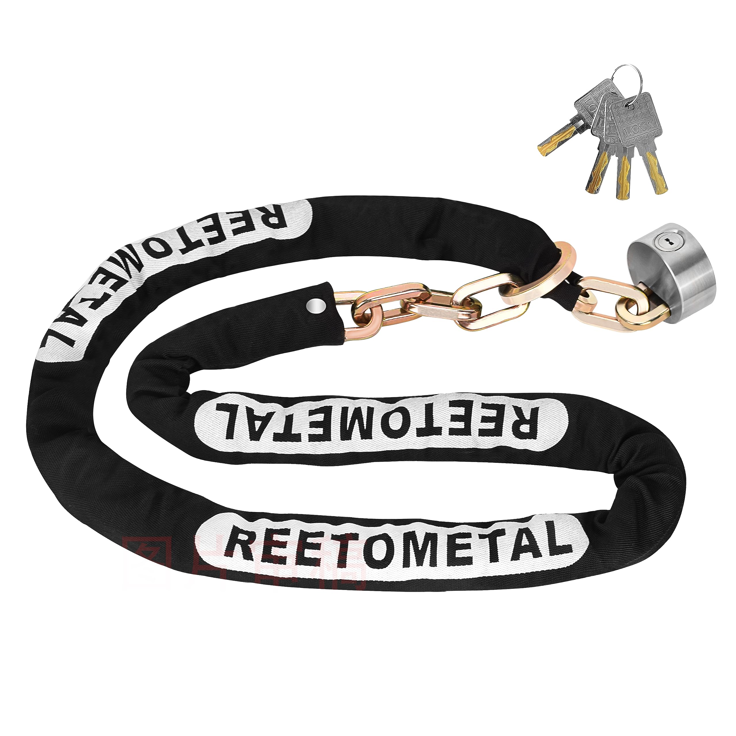 Heavy Duty Security Chain with Hidden Shackle Lock - 6 Foot x 3/8