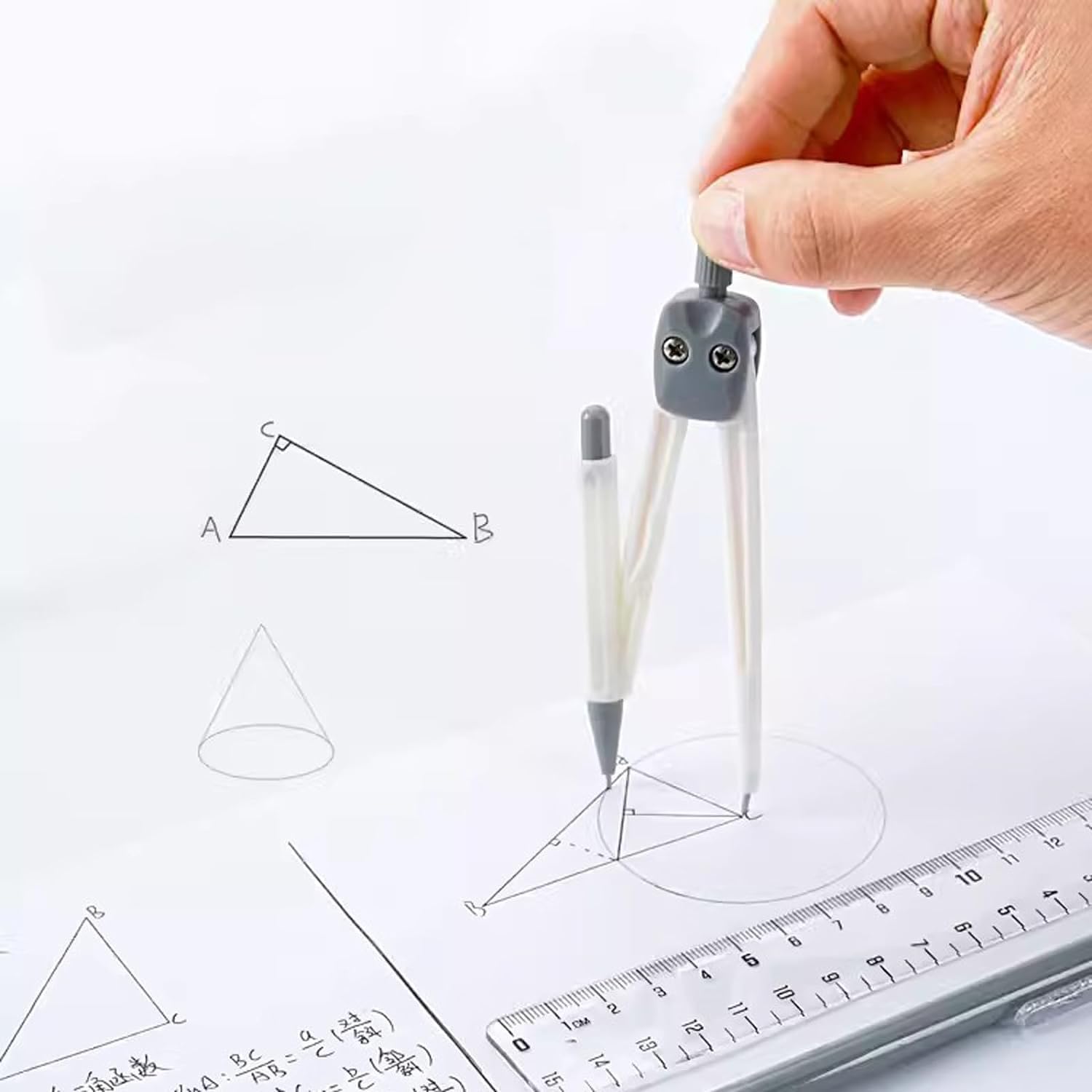 Premium Metal Math Compass Set - 9-Piece Geometry Kit with Ruler, Protractor, Eraser, Lead Refills & Pencil - Perfect for Students, Engineers, and Drafting Professionals - Ideal for Geometry Class, Technical Drawing & School Supplies