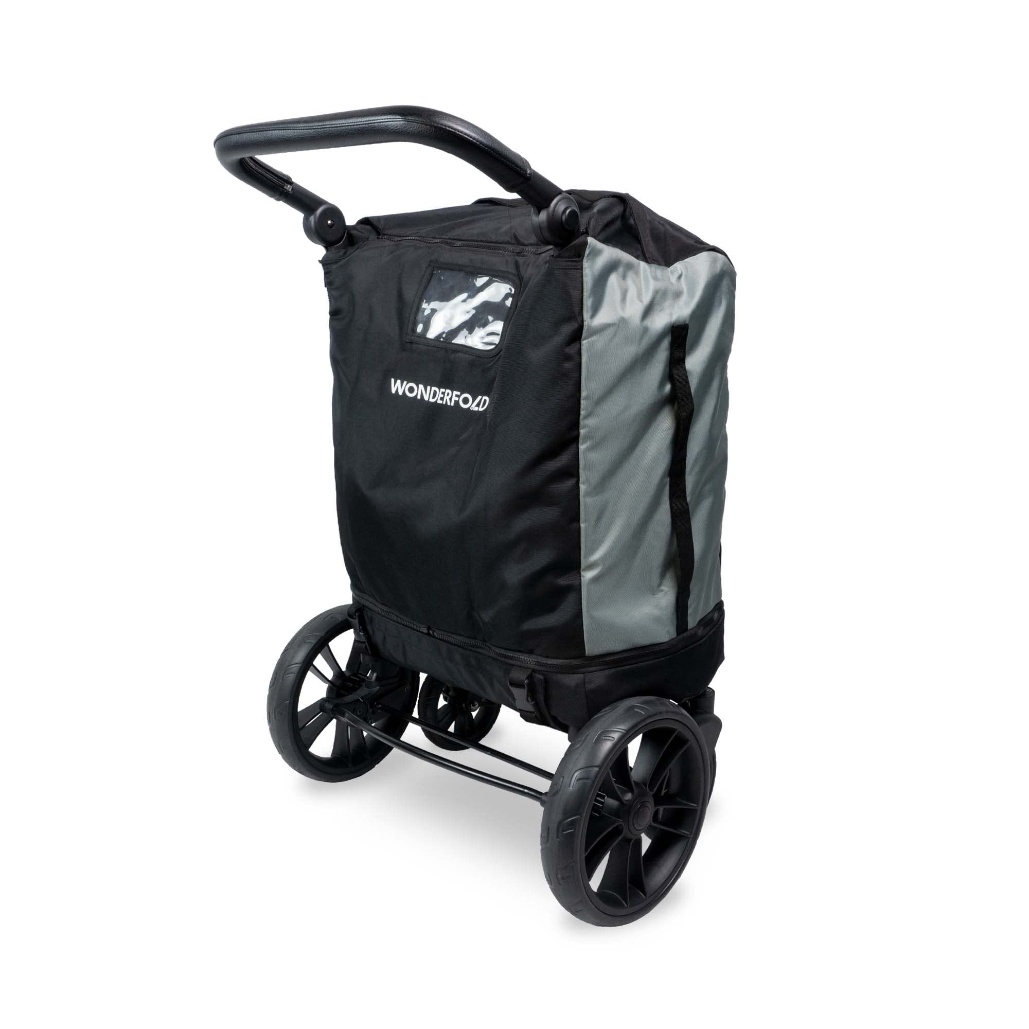Wonderfold Stroller Wagon Travel Cover with Front & Inner Storage Pockets - Fits X2 Model Only | Waterproof Protective Cover for Rear Basket & Canopy | Includes Optional Wheel Cover | Perfect for Travel, Beach Outings & Family Adventures