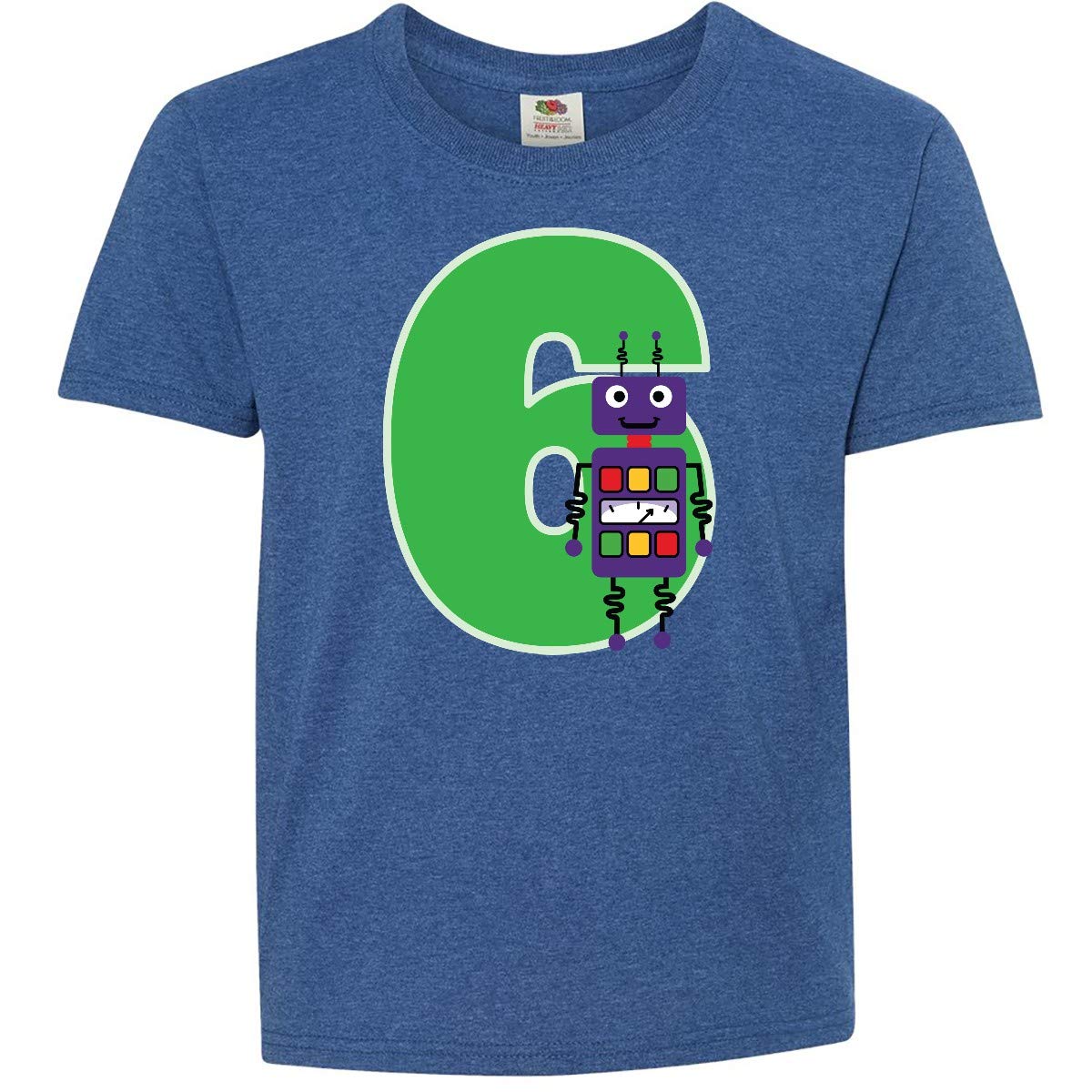 Inktastic 6th Birthday Robot Boys Robotics Youth T-Shirt - Fun Science Themed Gift for Kids Birthday Party & STEM Activities