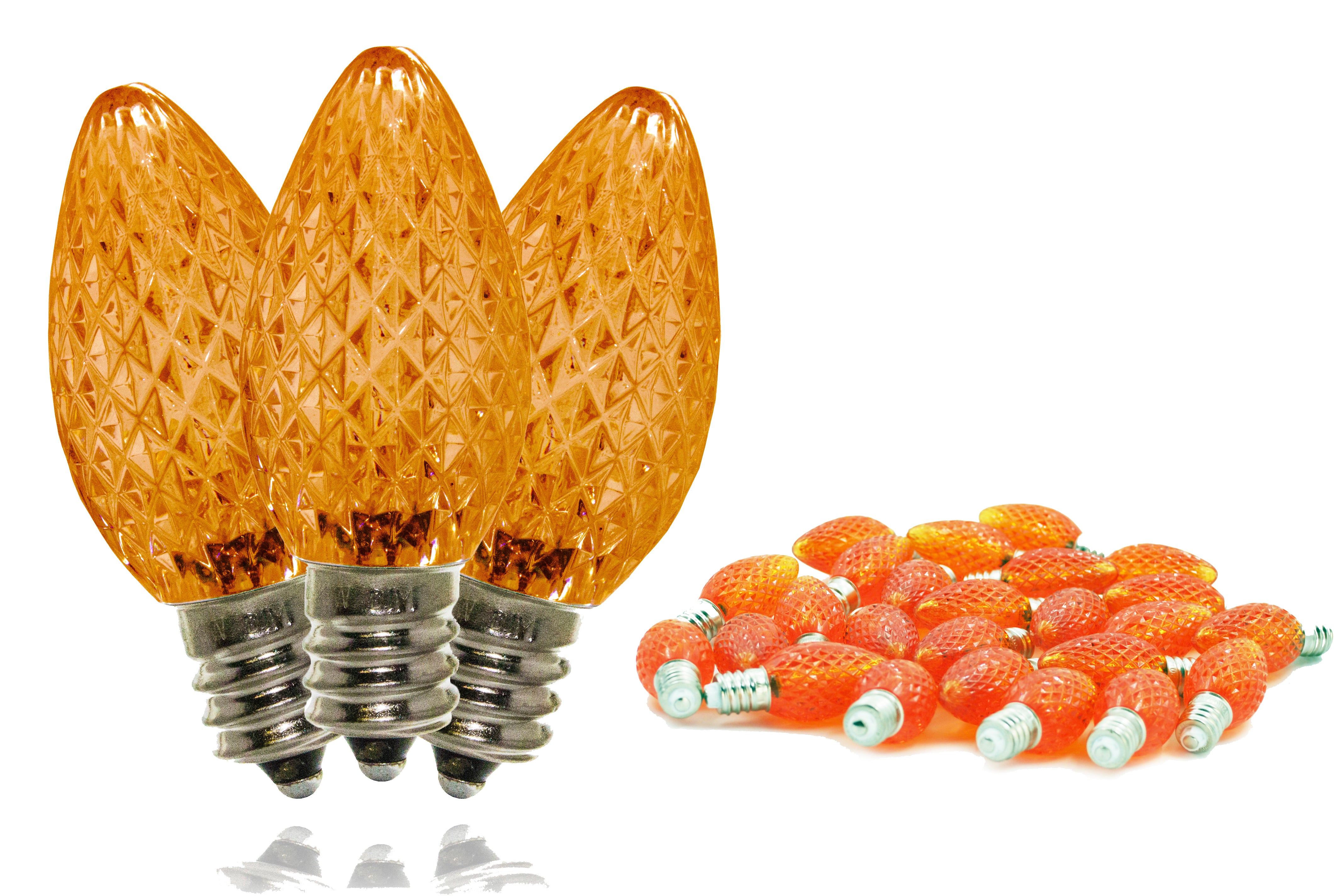 25 Pack C7 SMD Orange LED Retrofit Replacement Bulbs - Energy Efficient Holiday & Christmas Light Bulbs for Indoor/Outdoor Decorations