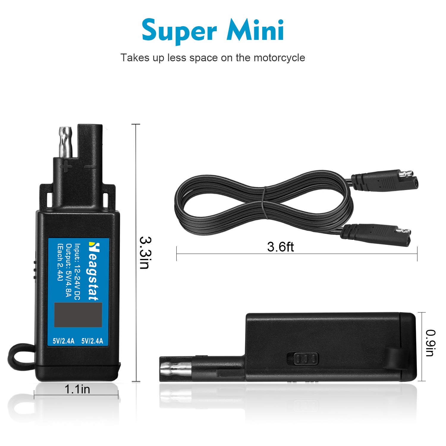 Motorcycle SAE to USB Power Adapter - Dual Port Charger for GPS, Smartphone, MP3 & Action Camera | Perfect for Road Trips & Motorcycle Tours