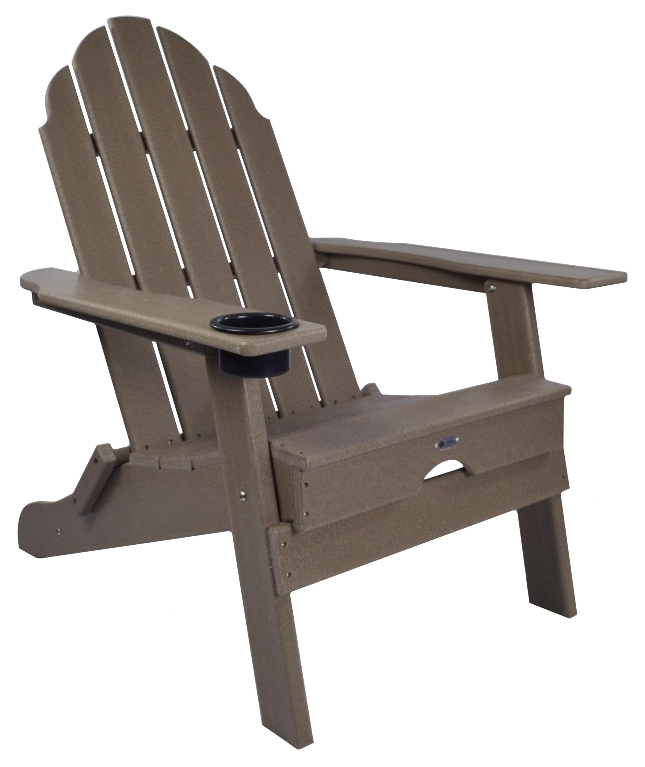 Atlas Patio Furniture - Beach Haven Poly Adirondack Folding Chair in Weathered Wood Finish | Outdoor Patio, Garden, Poolside & Beach Relaxation Chair