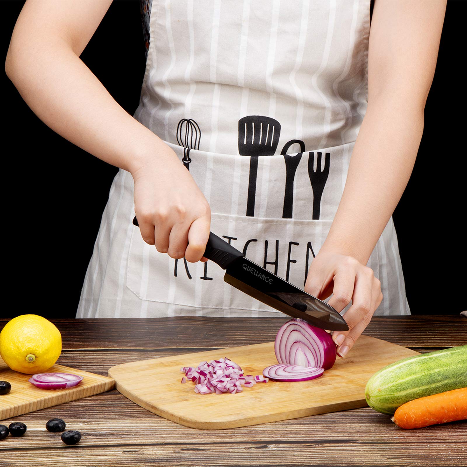 Ultra Sharp 6-Inch Ceramic Chef Knife - Professional Kitchen Knife with Sheath Cover for Precise Slicing - Perfect for Boneless Meats, Sashimi, Fruits & Vegetables - Ideal for Home Chefs & Japanese Cuisine (Black)