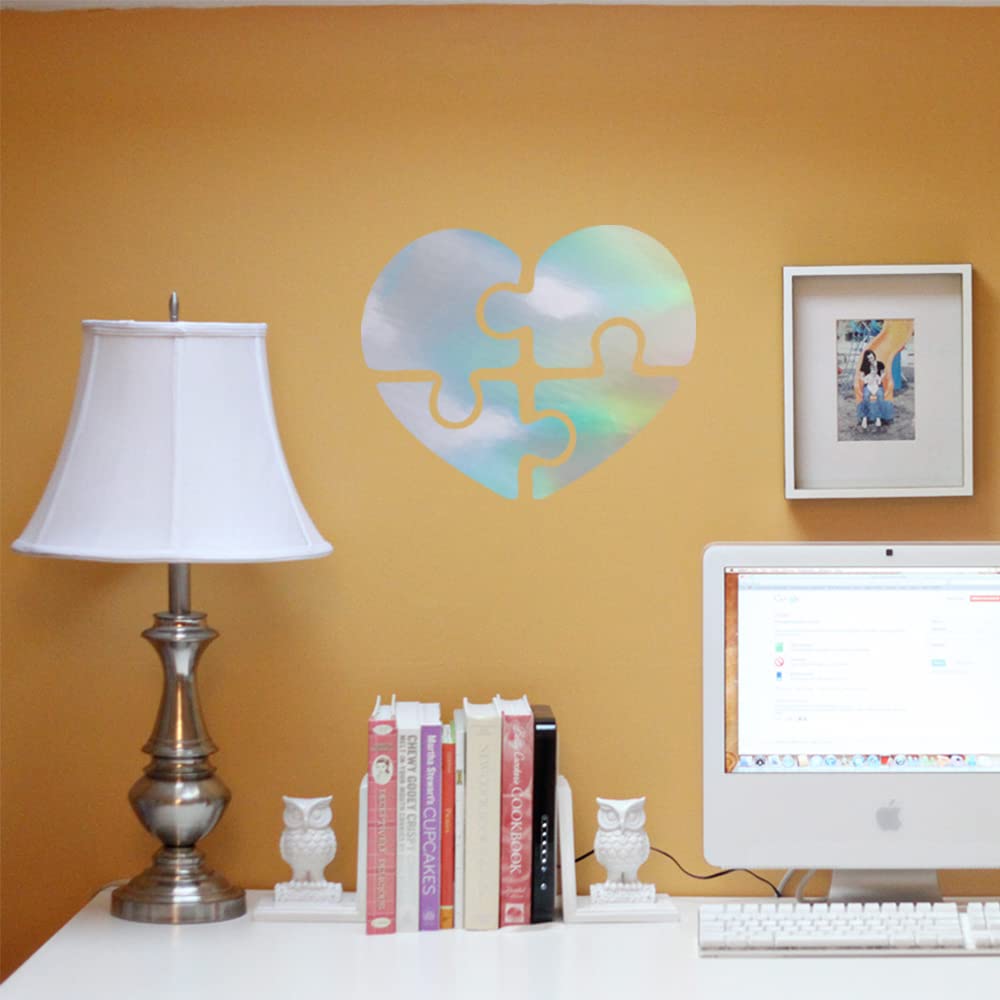 Autism Heart Puzzle Holographic Stickers (Set of 2) - Premium Waterproof Vinyl Decals for Laptop, Phone, Helmet, Car Window, Bumper, Mug, Cup, Door & Wall Decor - Perfect for Autism Awareness, DIY Crafts & Personalizing Your Belongings